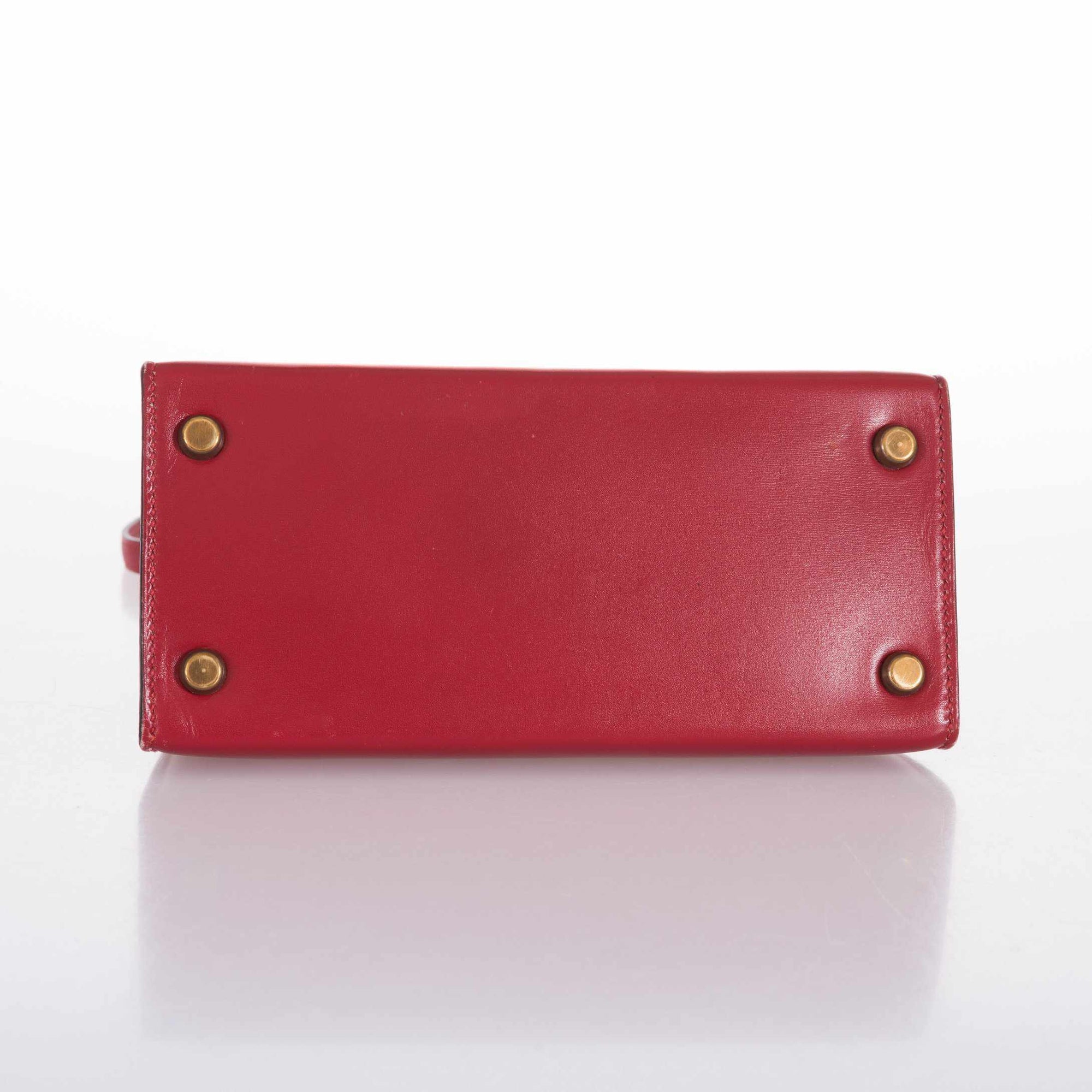 Hermès Kelly 20 Sellier Rouge Vif/Bleu Saphir Box Calf Gold Hardware