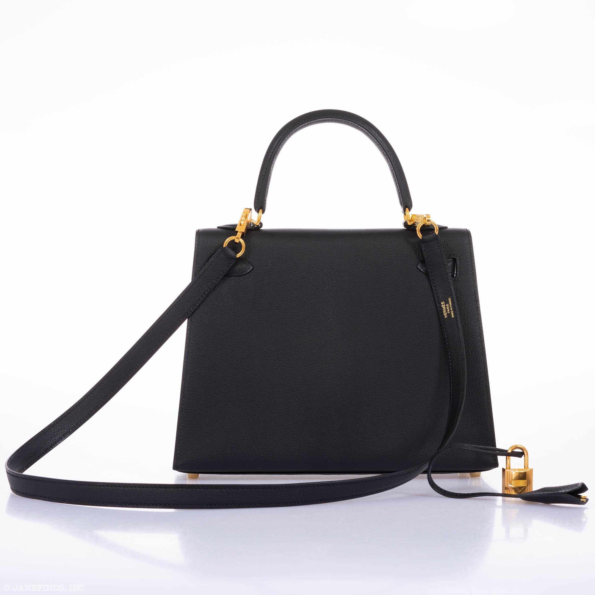 Hermès Kelly 25 Black Chevre (Goat) Gold Hardware