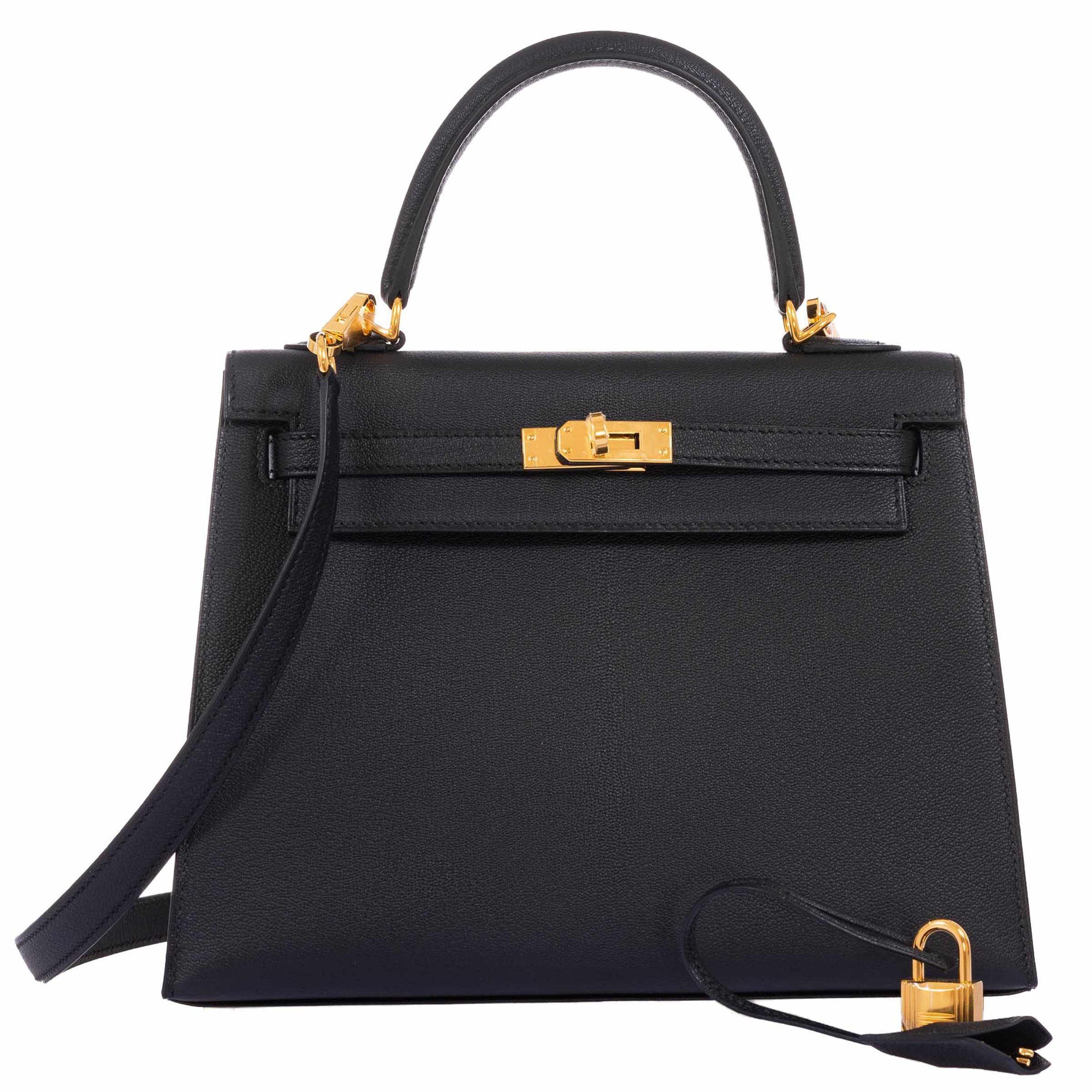 Hermès Kelly 25 Black Chevre (Goat) Gold Hardware