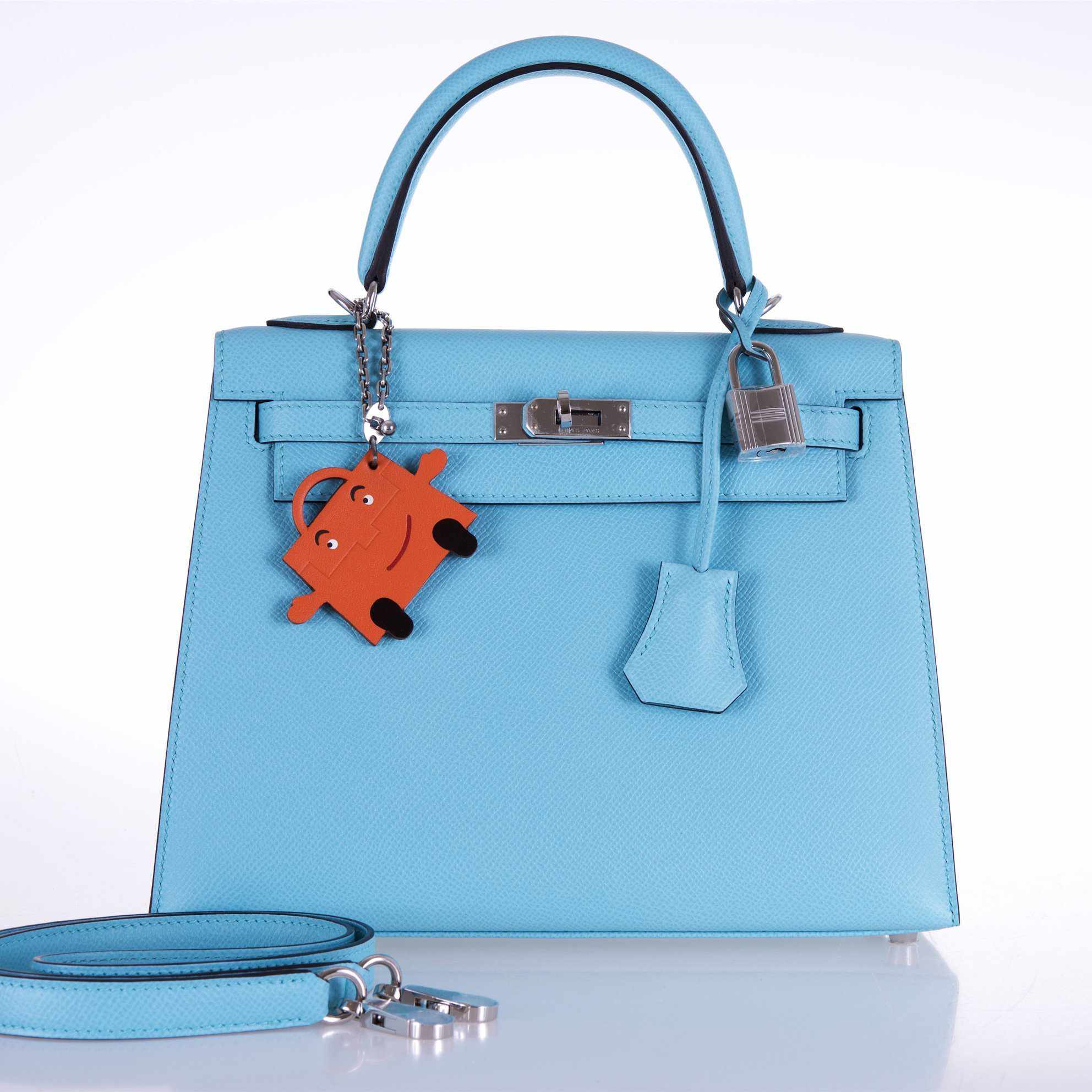 Hermès Kelly 25 Blue Atoll Epsom Palladium Hardware