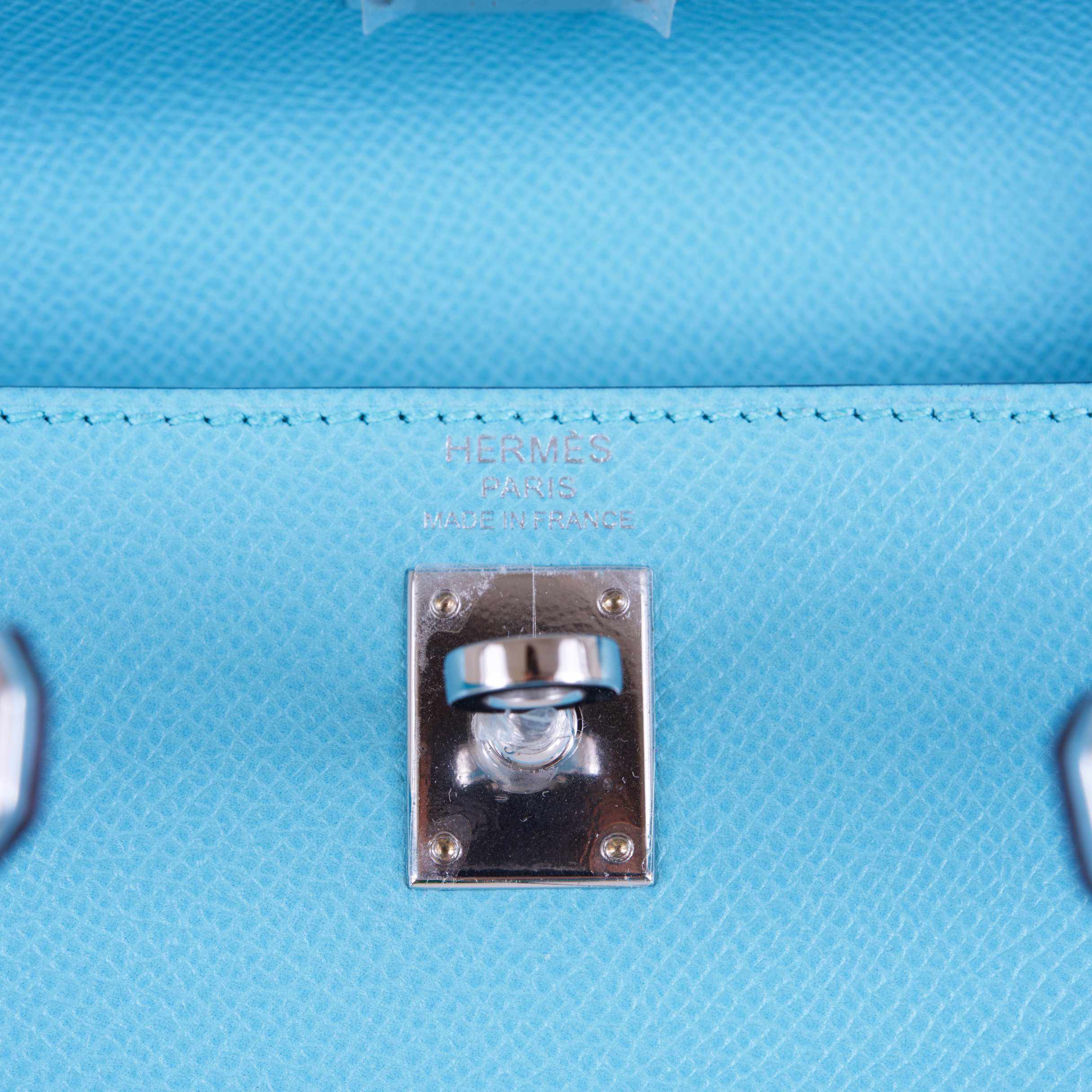 Hermès Kelly 25 Blue Atoll Epsom Palladium Hardware