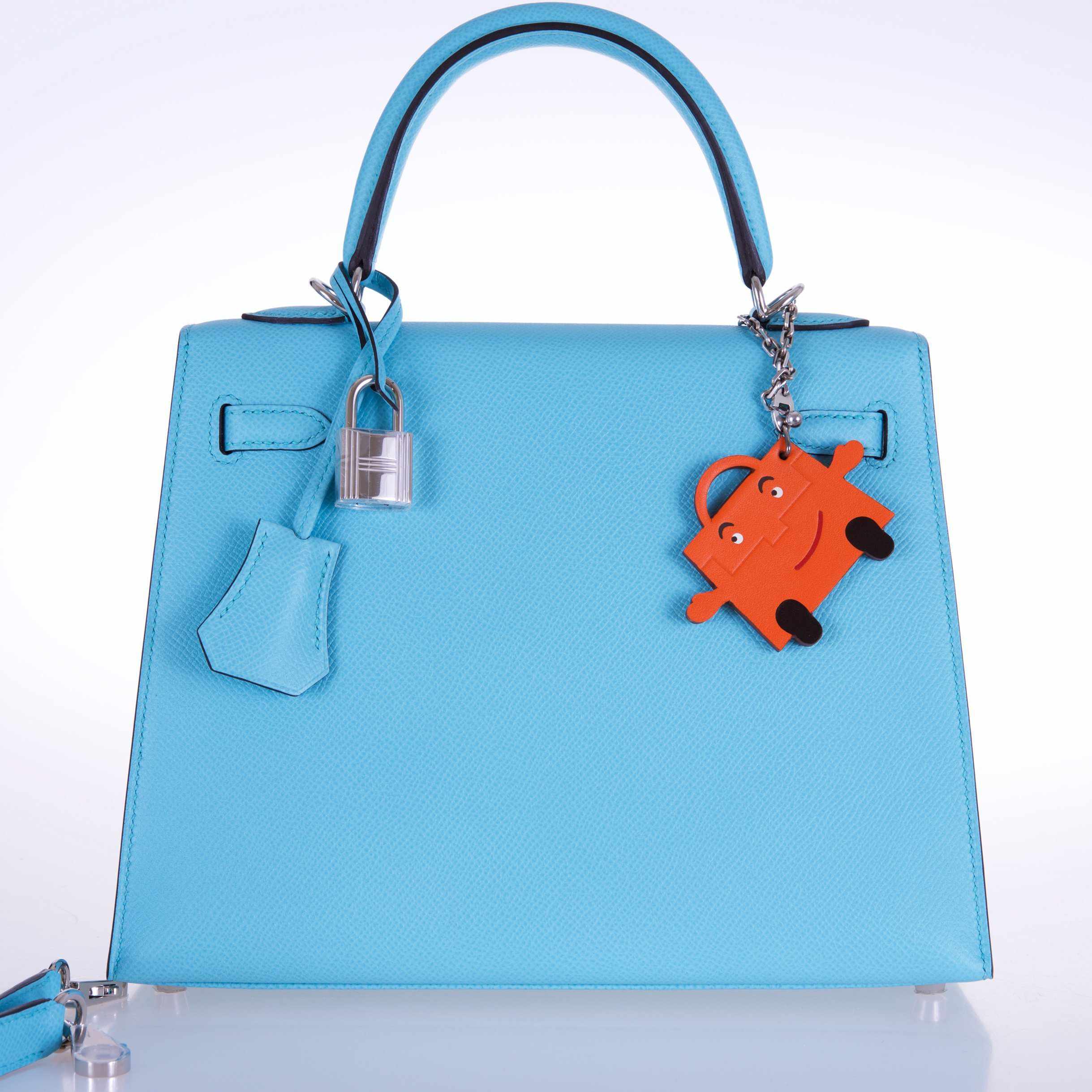 Hermès Kelly 25 Blue Atoll Epsom Palladium Hardware