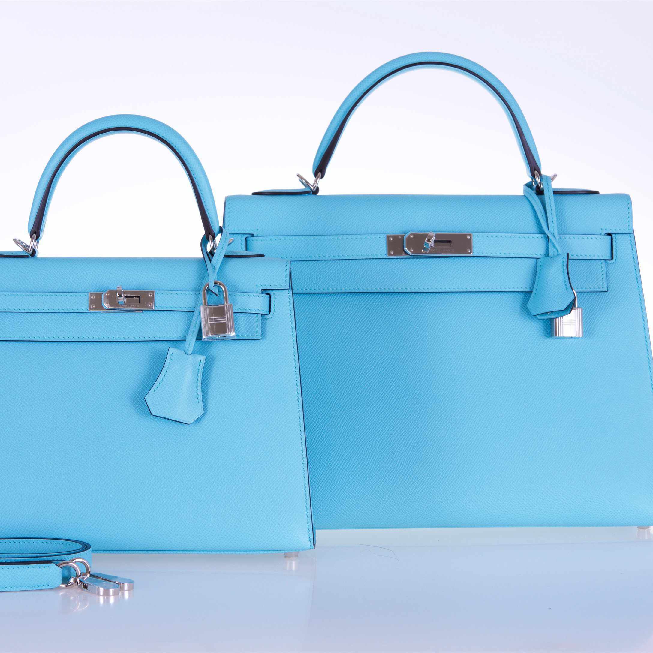 Hermès Kelly 25 Blue Atoll Epsom Palladium Hardware