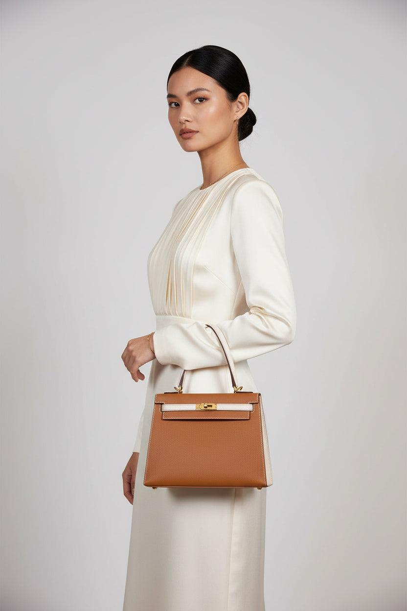 Hermès Kelly 25 HSS Gold and Craie Epsom With Brushed Gold Hardware