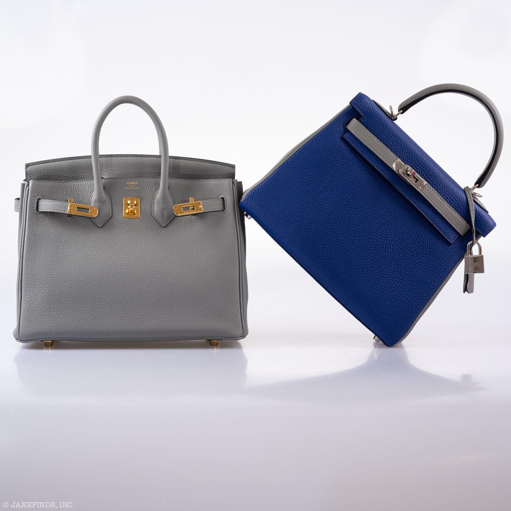 Hermès Kelly 25 HSS Retourne Blue Electric & Gris Asphalte Togo Palladium Hardware