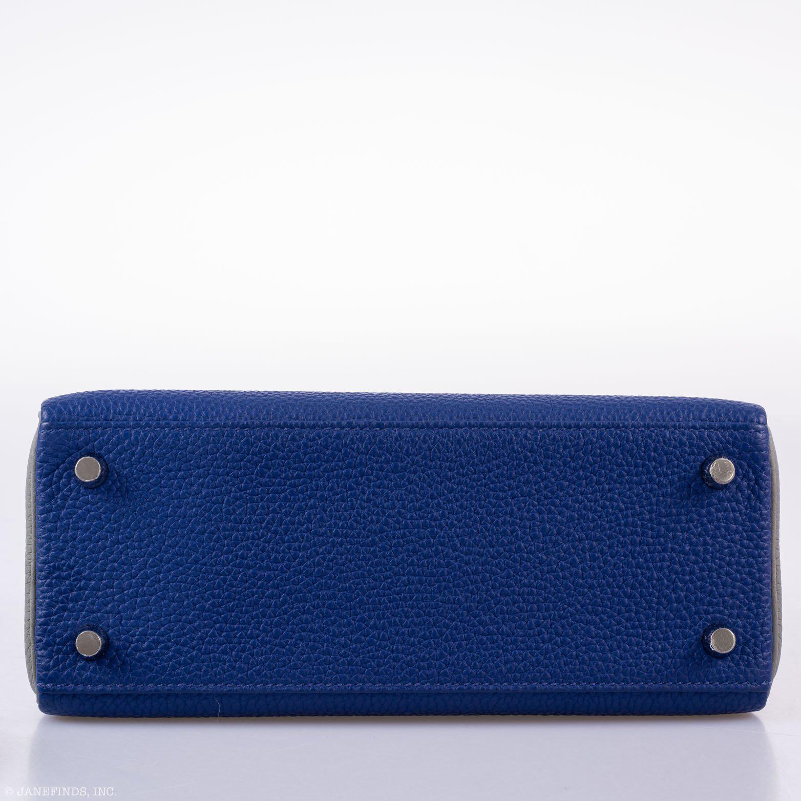 Hermès Kelly 25 HSS Retourne Blue Electric & Gris Asphalte Togo Palladium Hardware