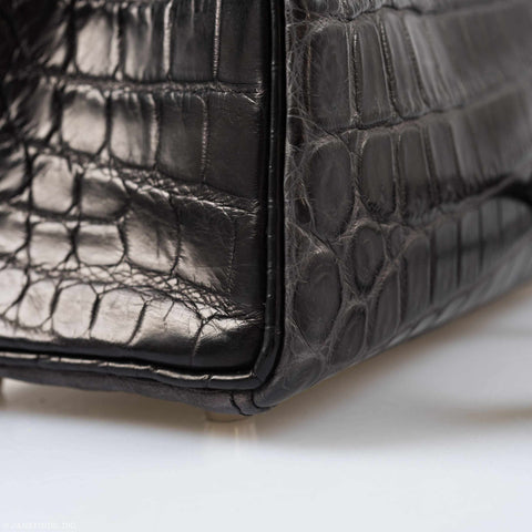 Hermès Kelly 25 HSS Retourne Matte Graphite Niloticus Crocodile Brushed Palladium Hardware