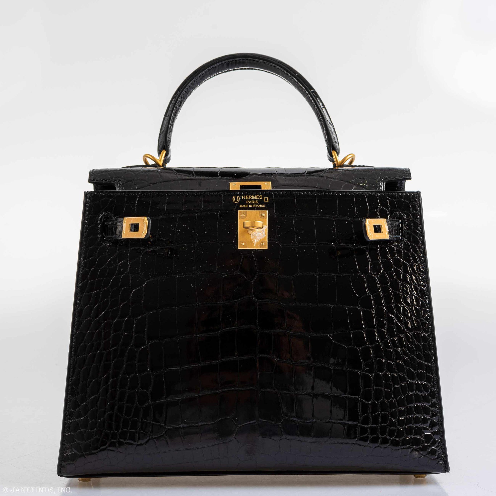 Hermès Kelly 25 HSS Sellier Black Shiny Alligator Brushed Gold Hardware