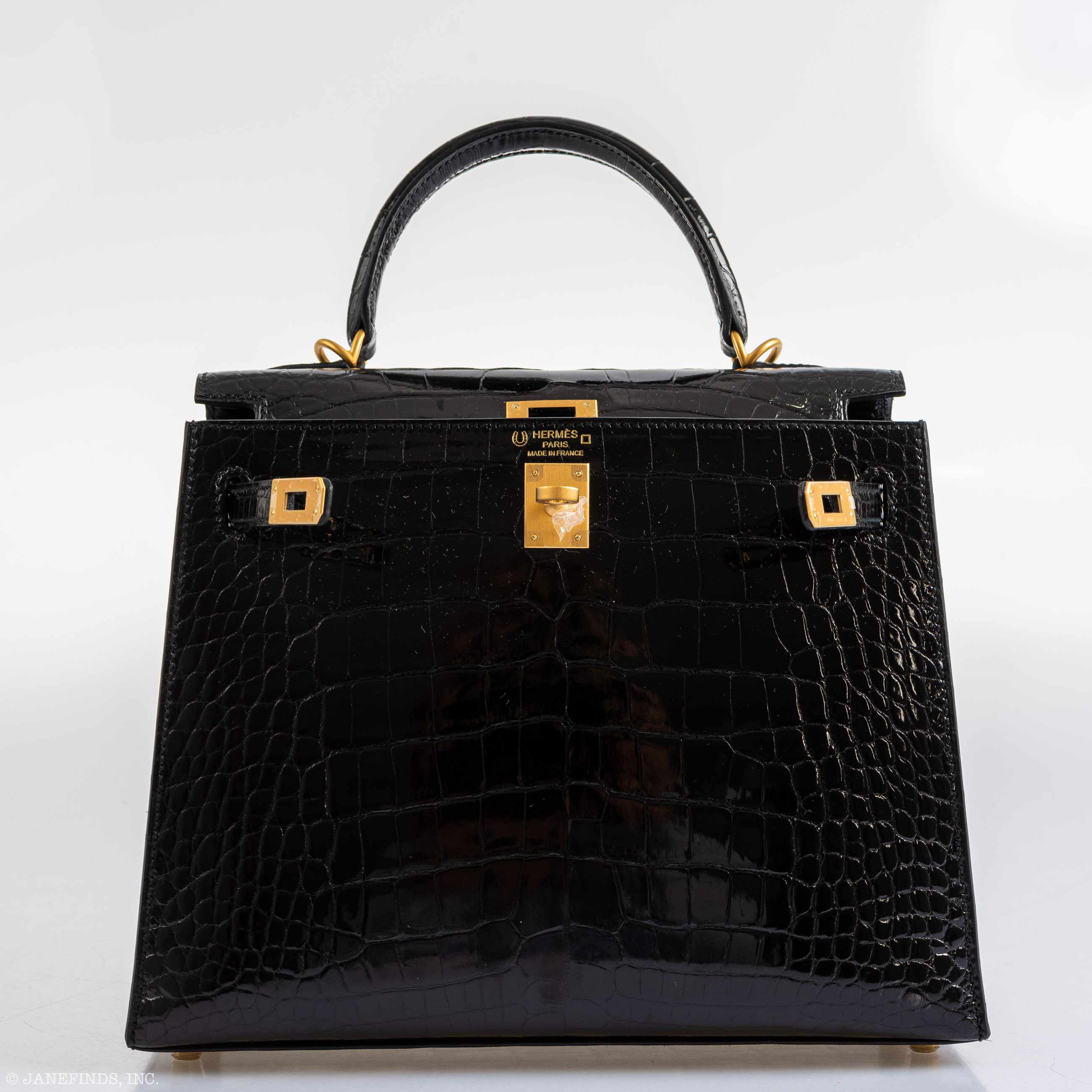Hermès Kelly 25 HSS Sellier Black Shiny Alligator Brushed Gold Hardware
