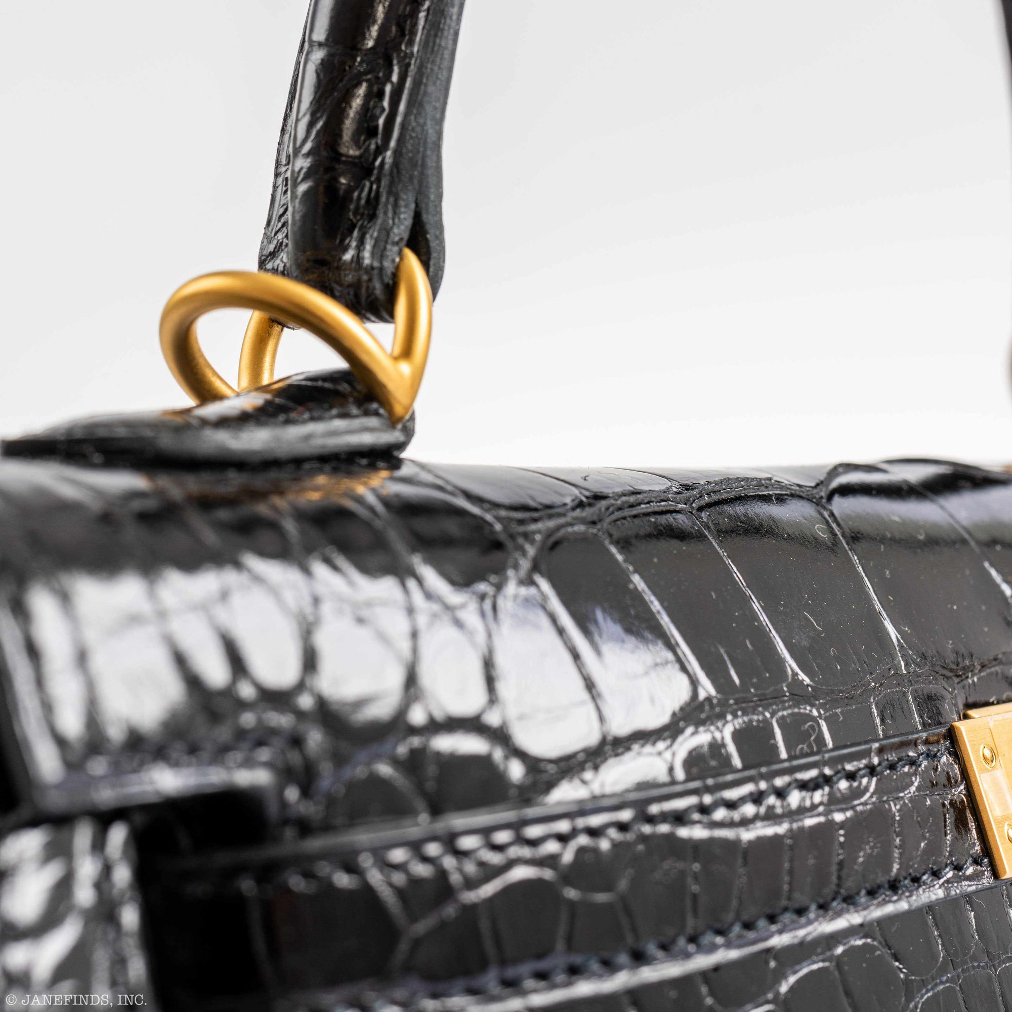 Hermès Kelly 25 HSS Sellier Black Shiny Alligator Brushed Gold Hardware