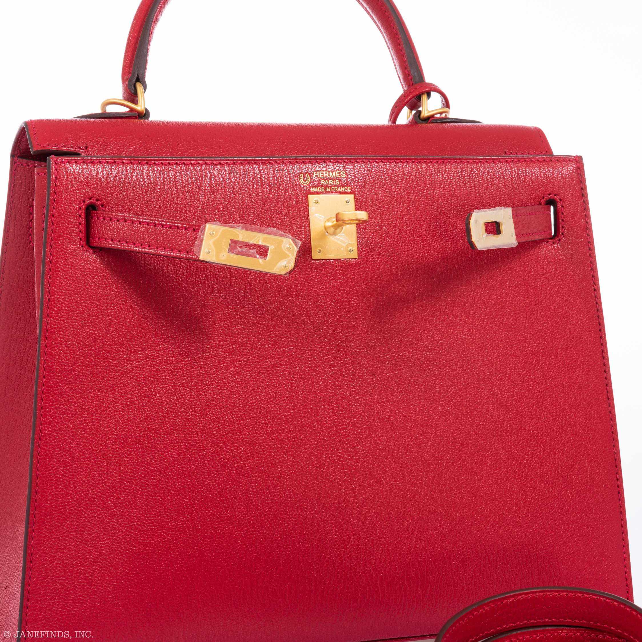 Hermès Kelly 25 HSS Sellier Rouge Casaque Chevre Goat Brushed Gold Hardware - Special Order