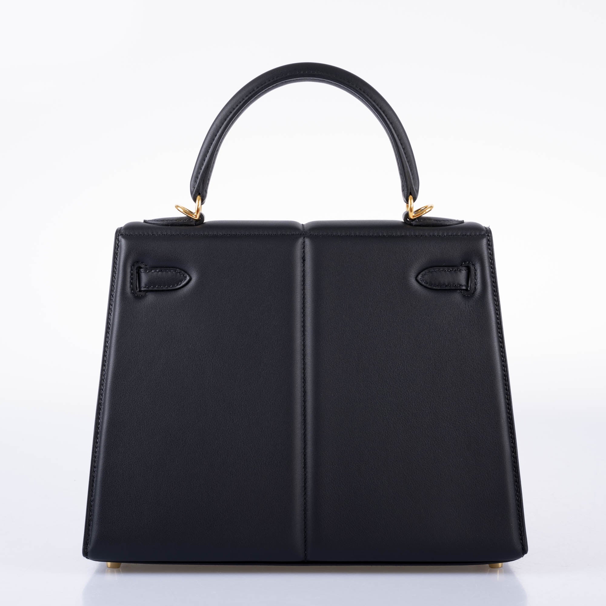 Hermès Kelly 25 Padded Sellier Black Barenia and Swift Leather Gold Hardware