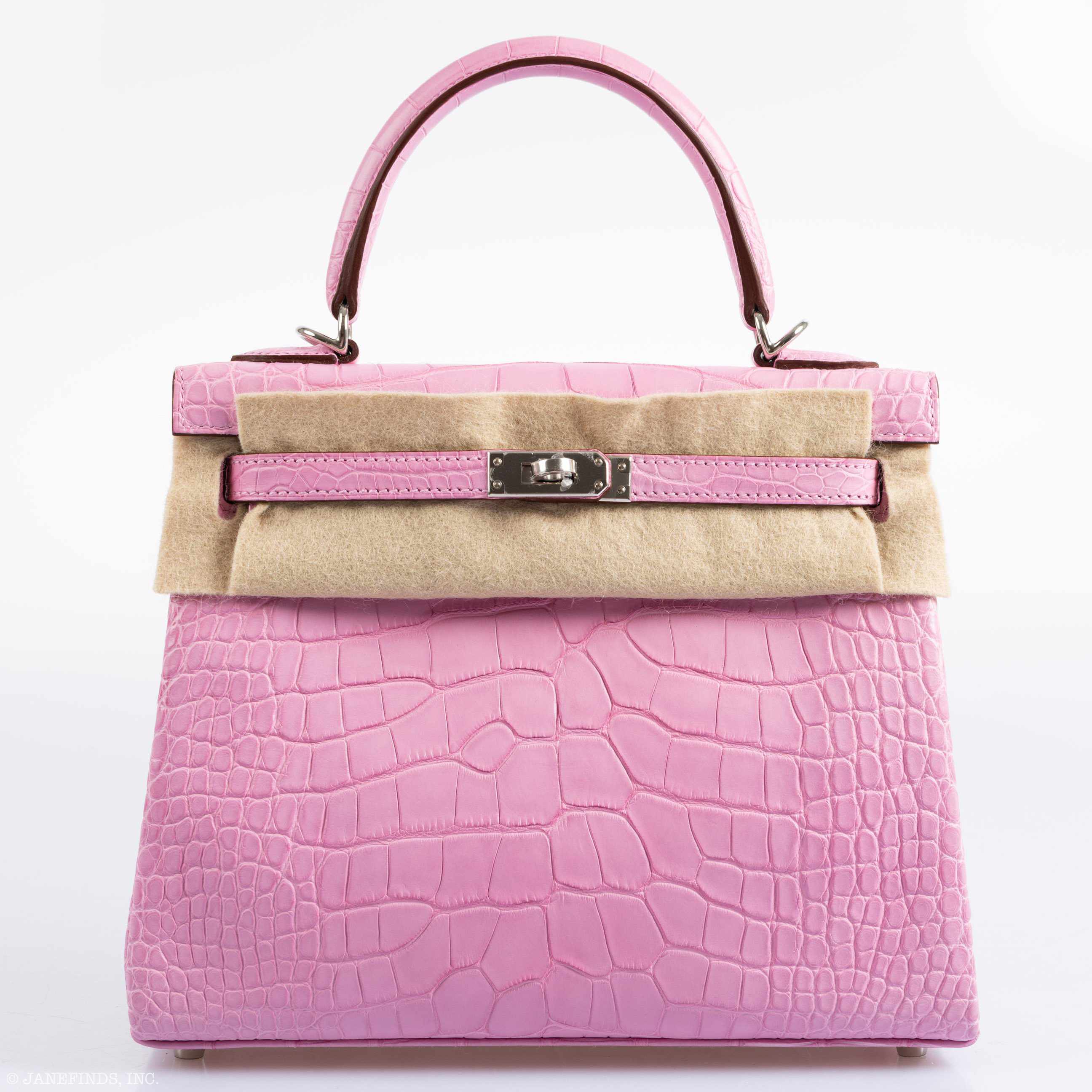 Hermès Kelly 25 Retourne 5P Bubblegum Pink Matte Alligator Palladium Hardware