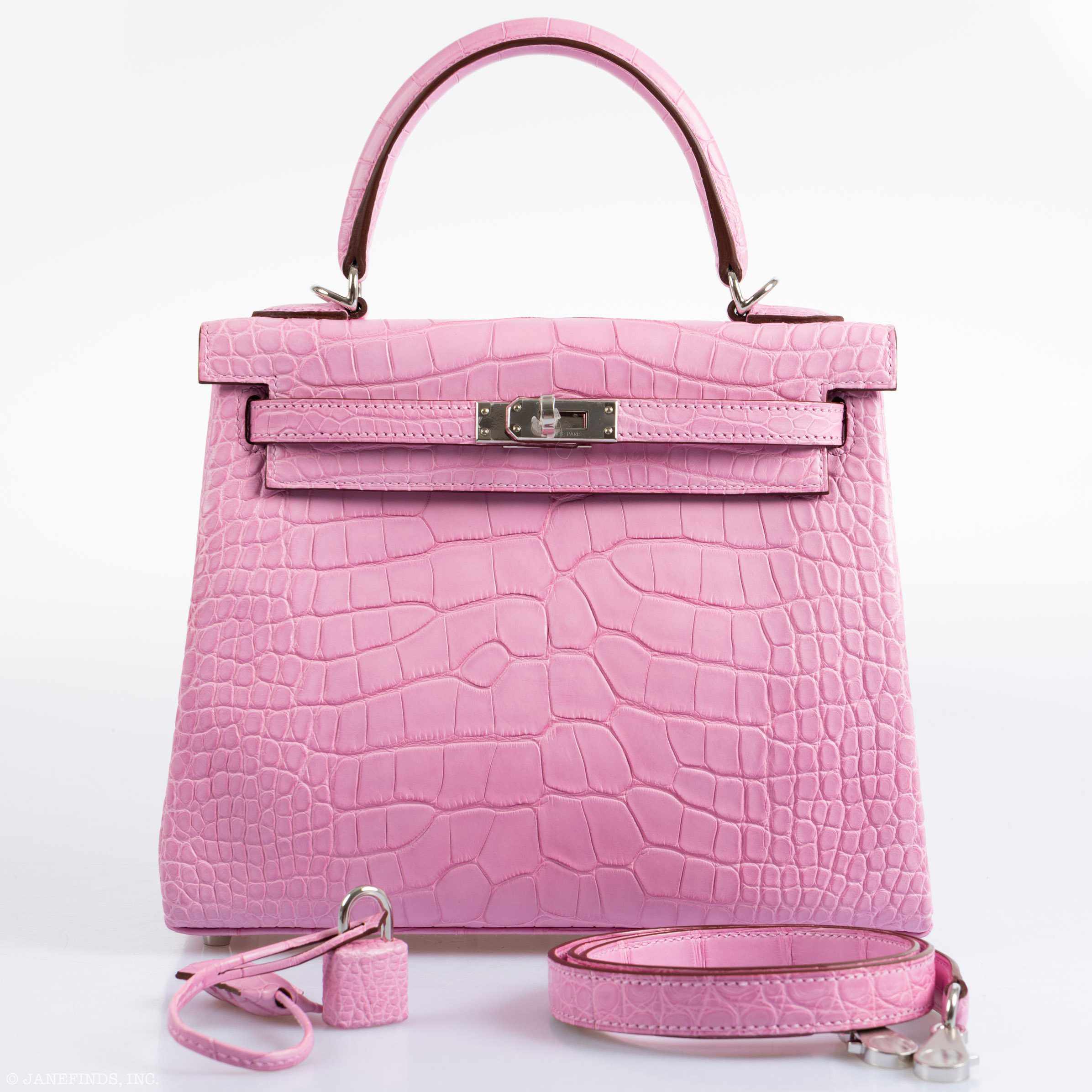 Hermès Kelly 25 Retourne 5P Bubblegum Pink Matte Alligator