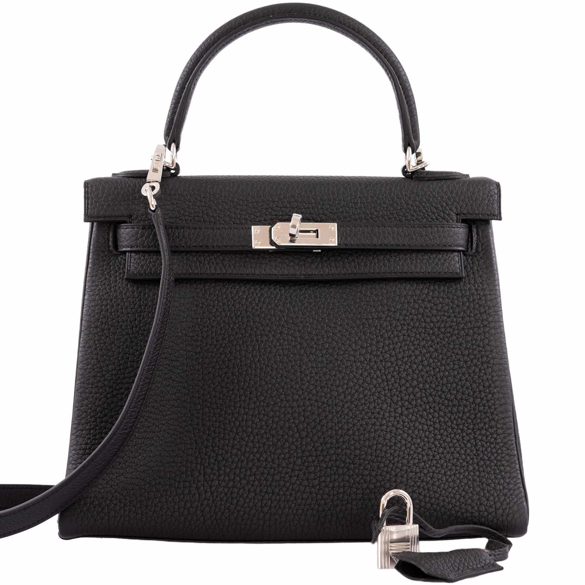 Hermès Kelly 25 Retourne Black Togo Palladium Hardware