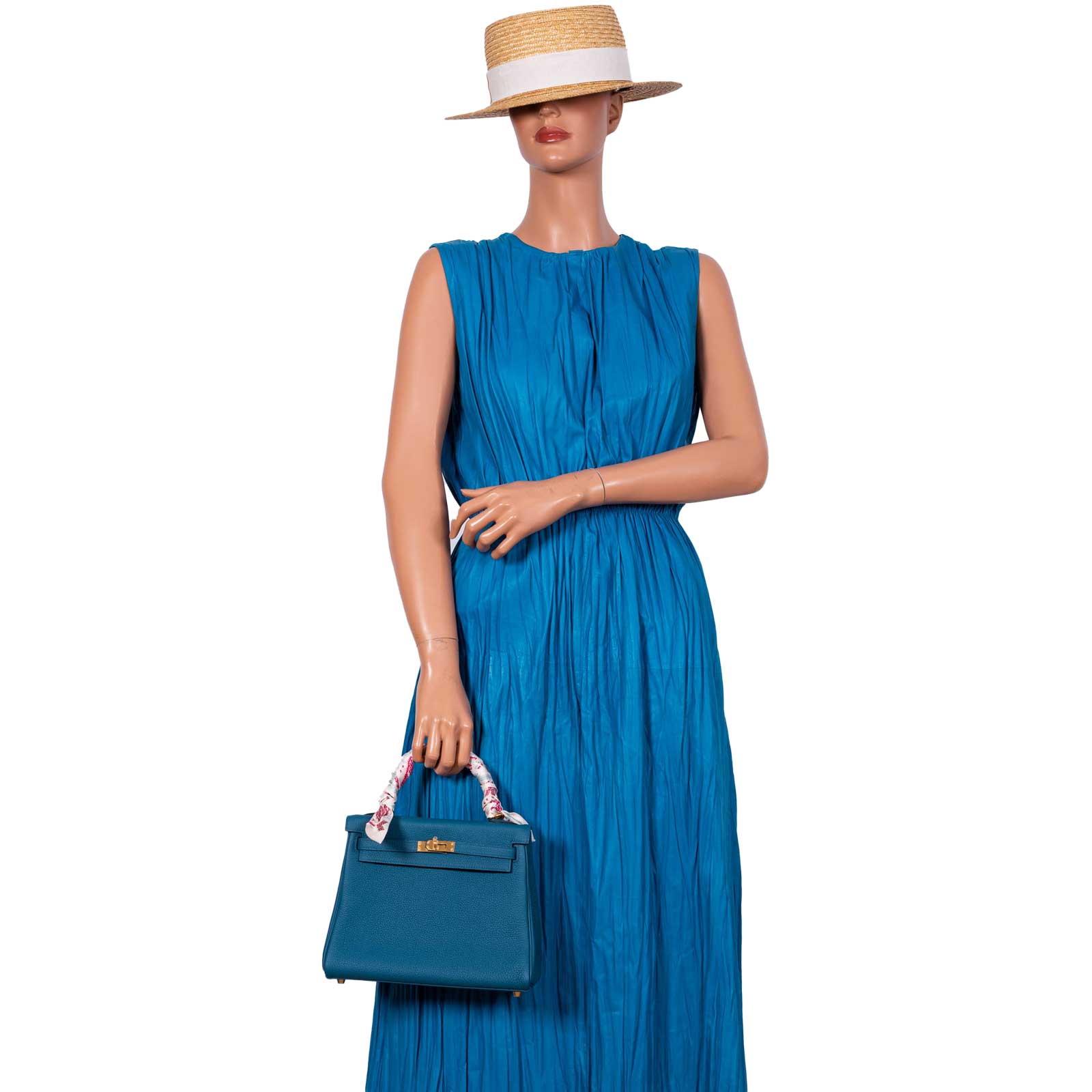 Hermès Kelly 25 Retourne Blue Colvert Togo Gold Hardware