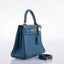 Hermès Kelly 25 Retourne Blue Colvert Togo Gold Hardware - 2016, X