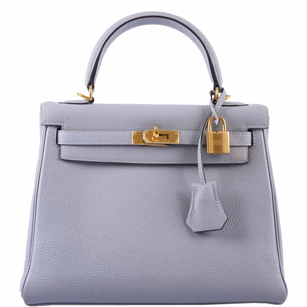 Hermes Kelly Handbag Bleu Glacier Epsom with Gold Hardware 28 Blue