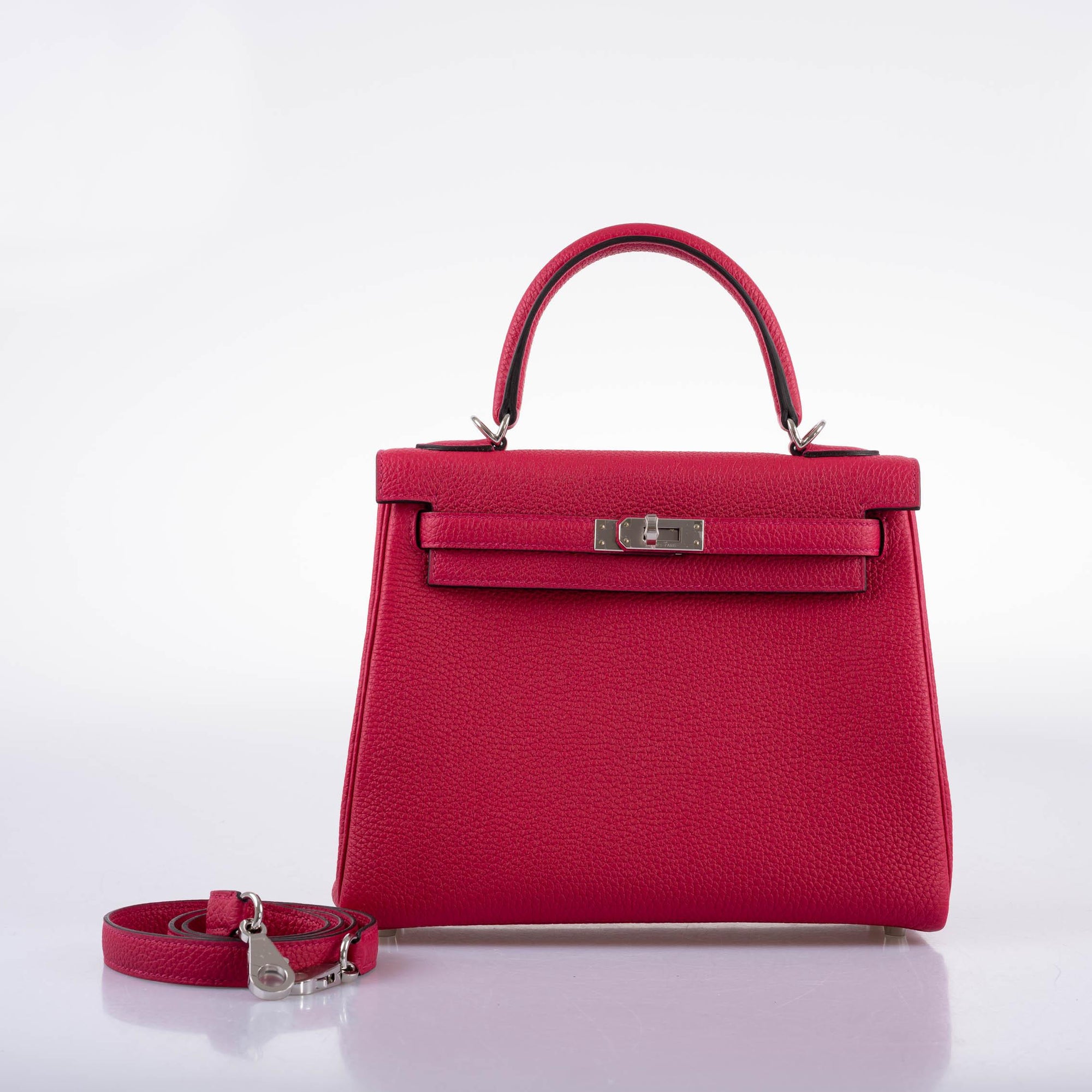 Hermès Kelly 25 Retourne Framboise Togo Palladium Hardware