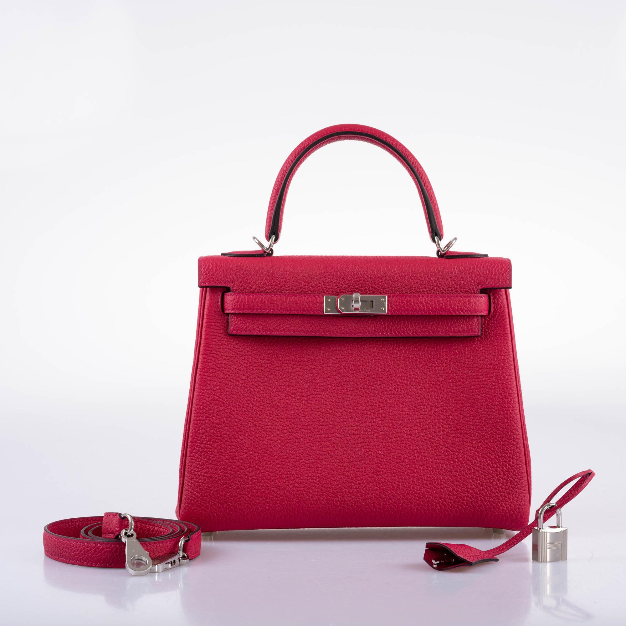 Hermès Kelly 25 Retourne Framboise Togo Palladium Hardware