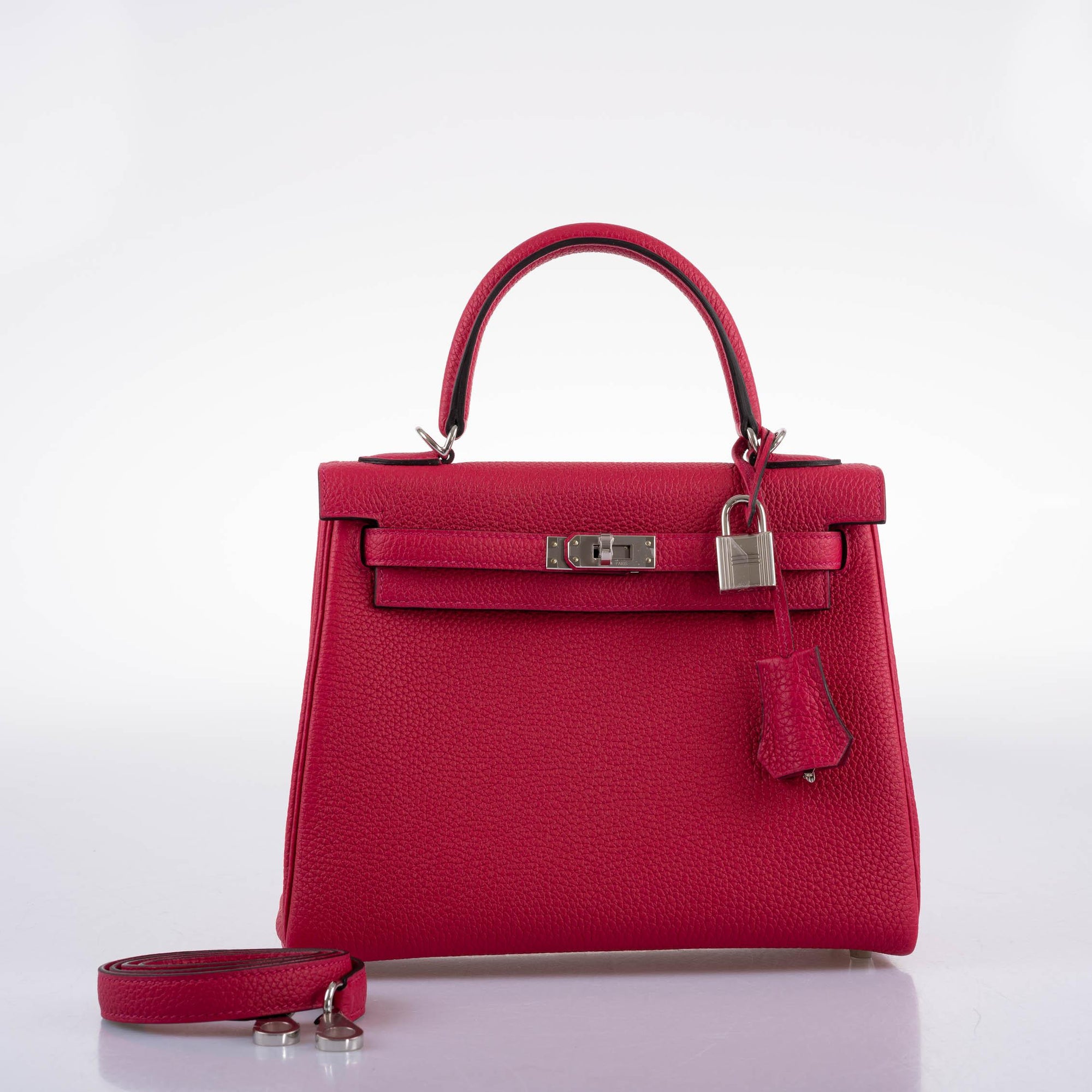 Hermès Kelly 25 Retourne Framboise Togo Palladium Hardware