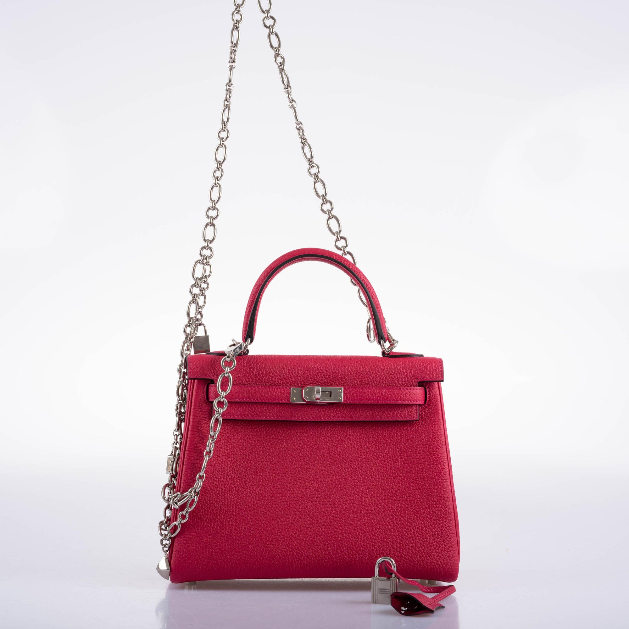 Hermès Kelly 25 Retourne Framboise Togo Palladium Hardware