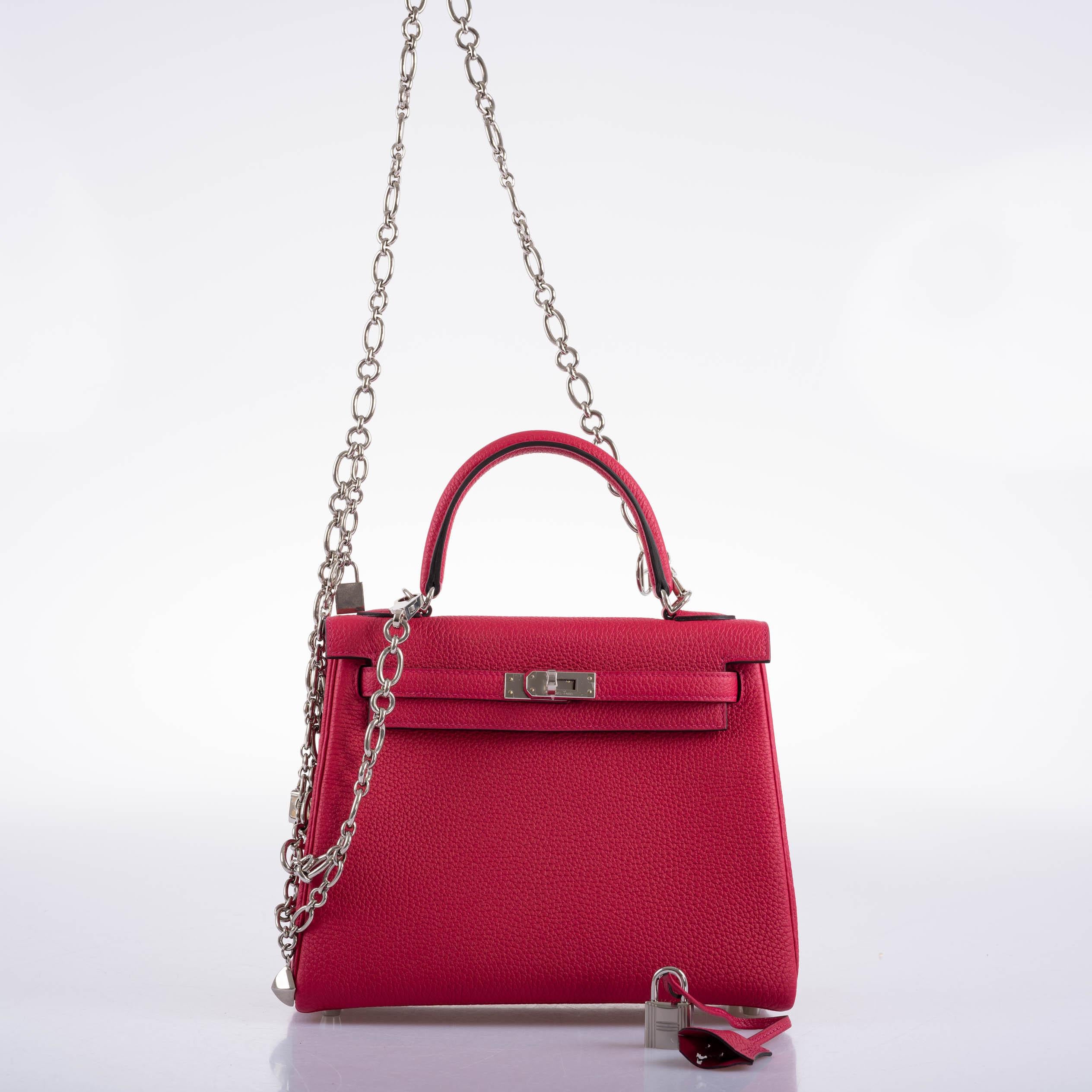 Hermès Kelly 25 Retourne Framboise Togo Palladium Hardware