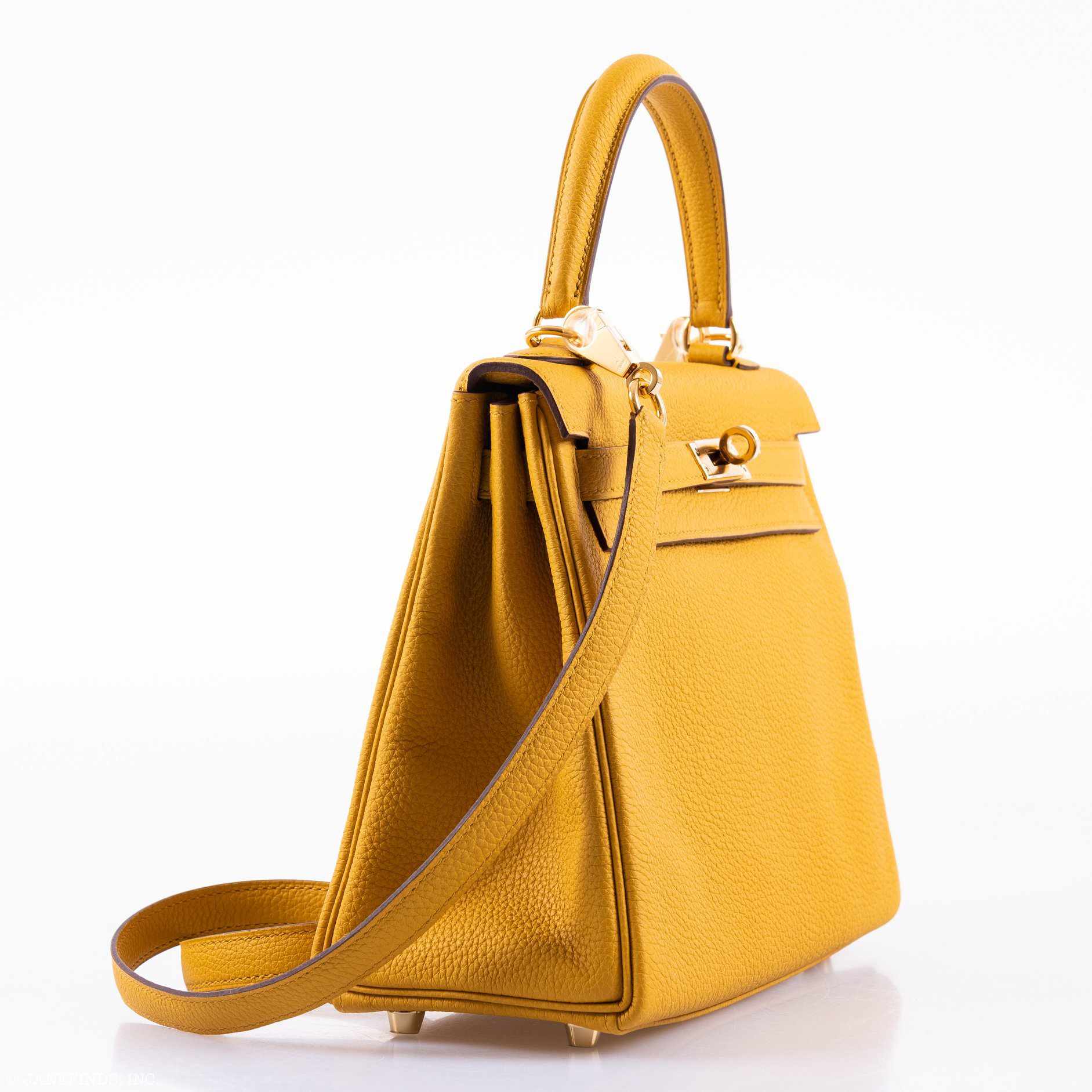 Hermès Kelly 25 Retourne Jaune Ambre Togo Gold Hardware