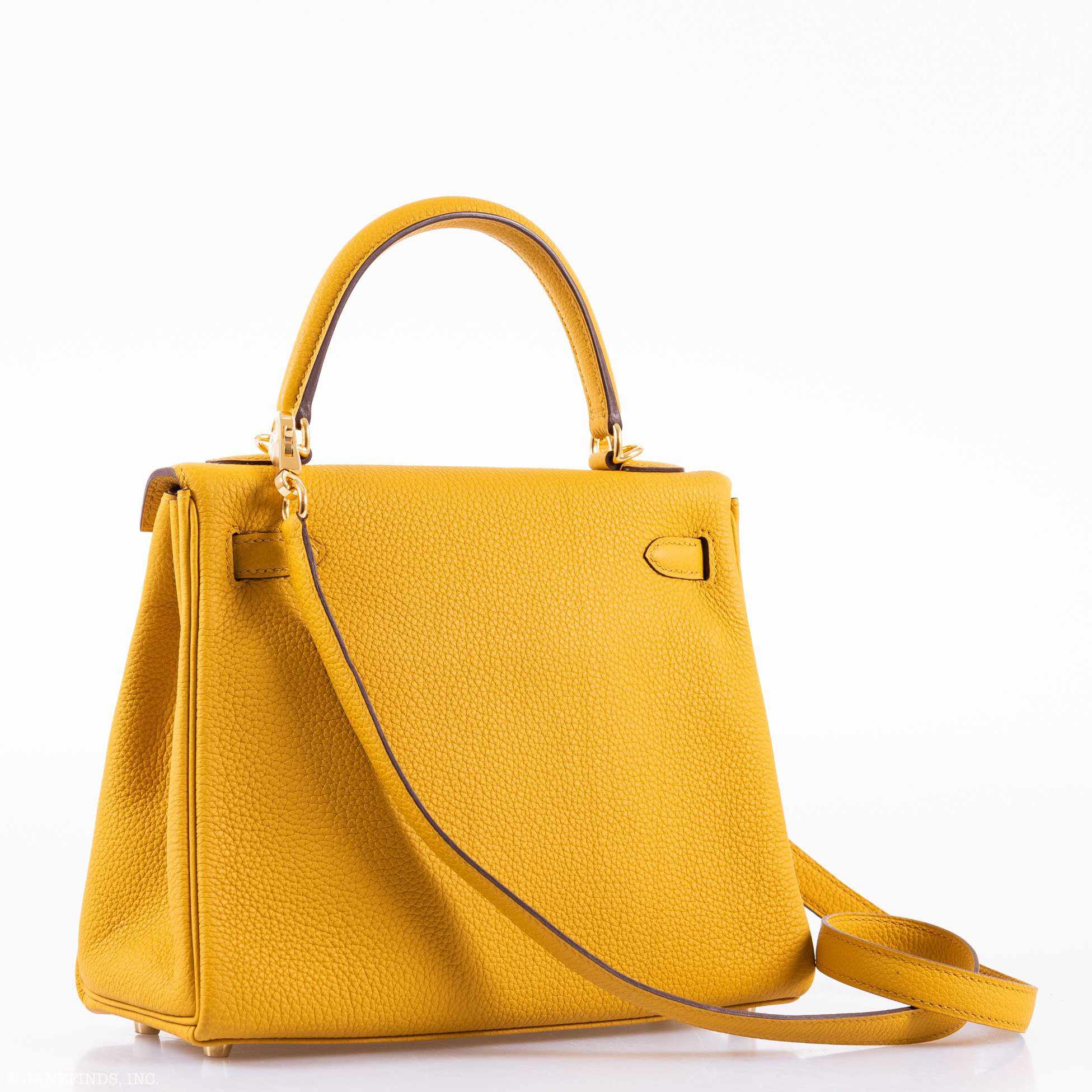 Hermès Kelly 25 Retourne Jaune Ambre Togo Gold Hardware