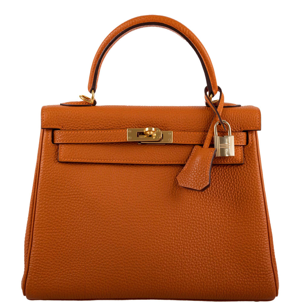 Hermès Kelly 25 Retourne Potiron Togo leather Gold Hardware