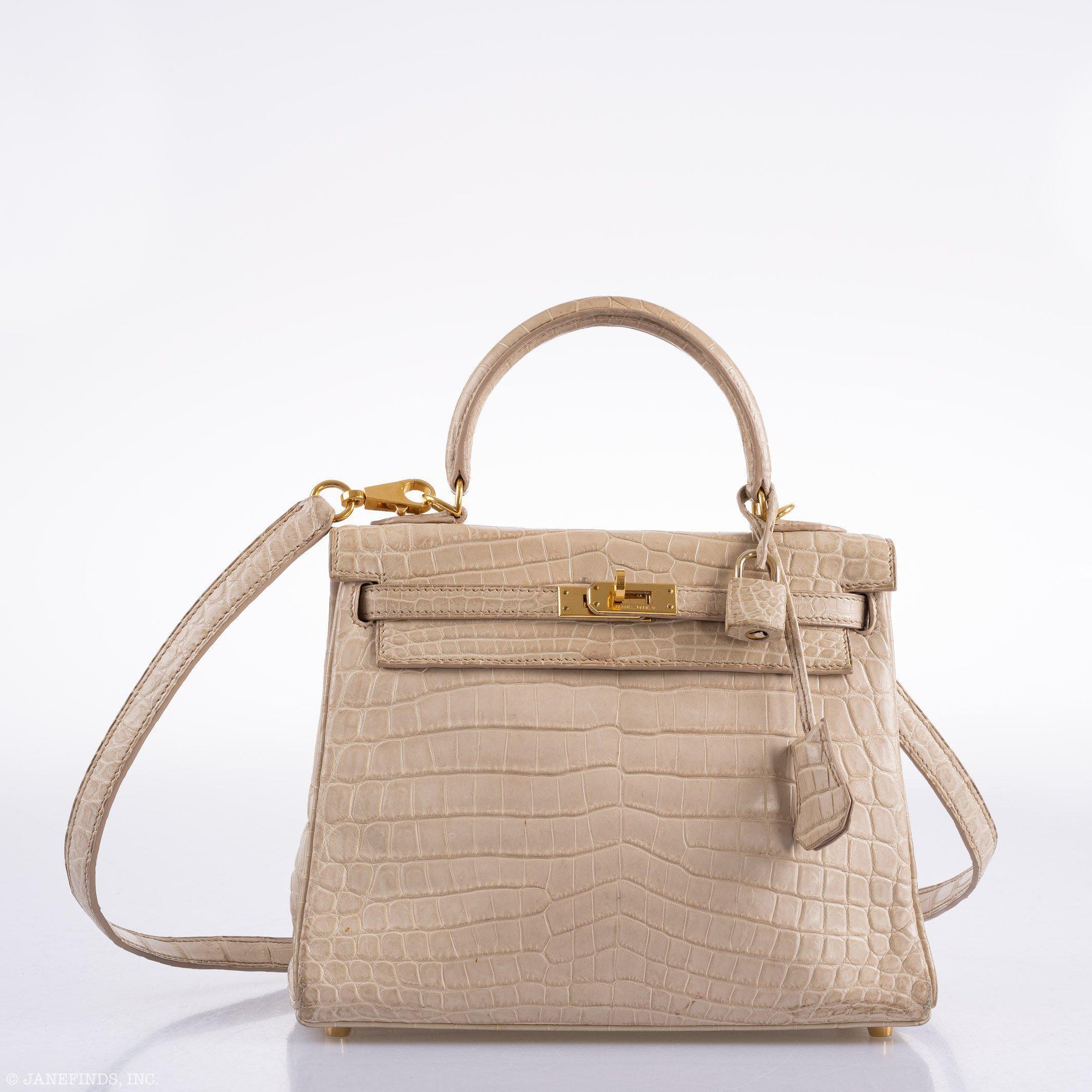 Hermès Kelly 25 Retourne Poussière Matte Niloticus Crocodile Gold Hardware