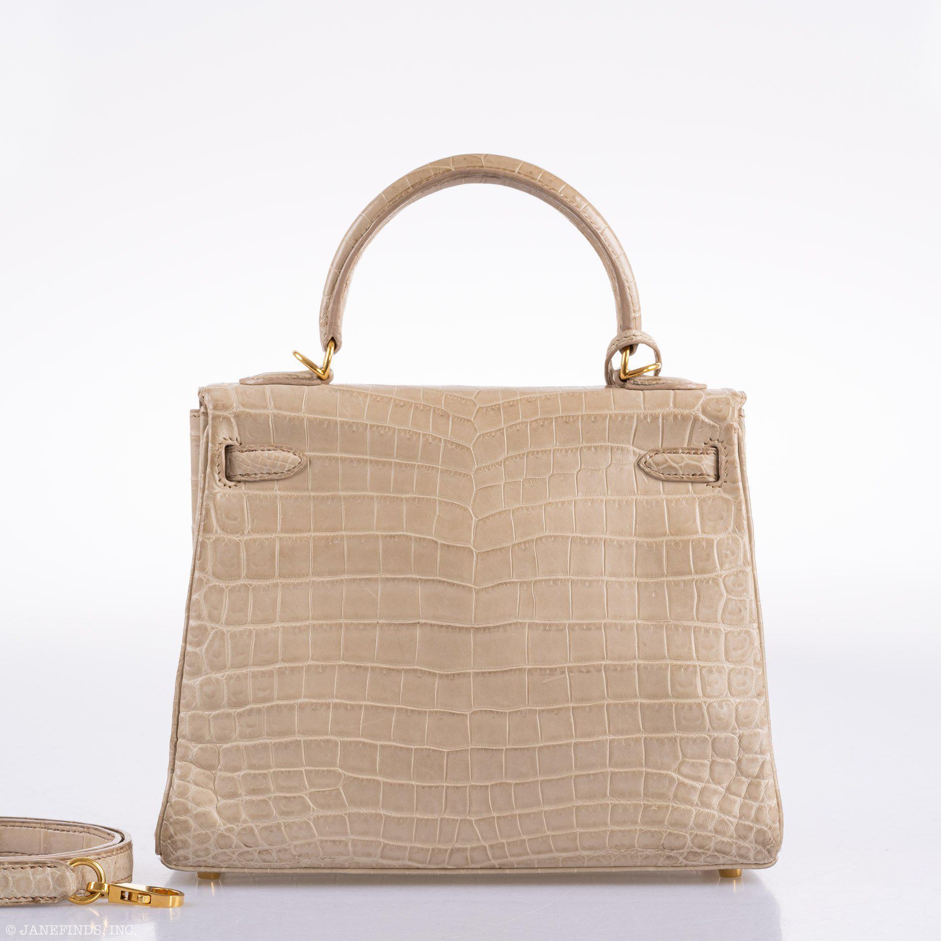 Hermès Kelly 25 Retourne Poussière Matte Niloticus Crocodile Gold Hardware