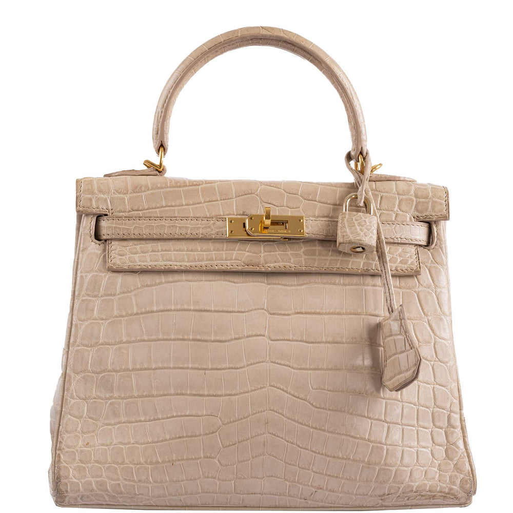Hermès Kelly 25 Retourne Poussière Matte Niloticus Crocodile Gold Hardware
