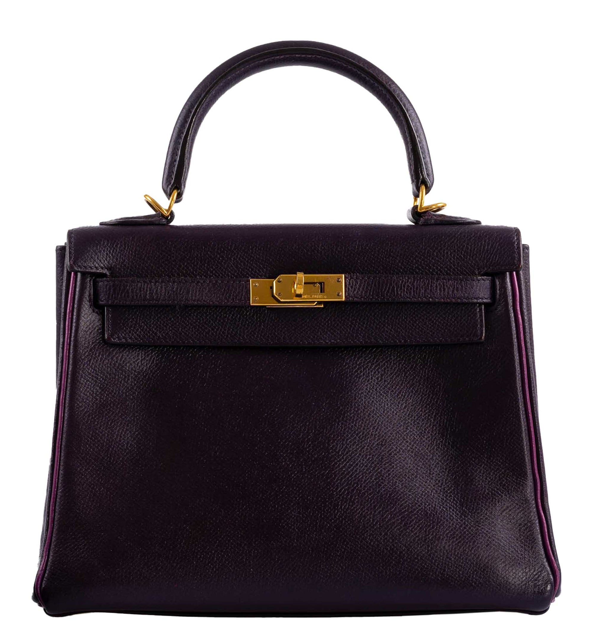 Hermès Kelly 25 Retourne Raisin & Cyclamen Epsom with Gold Hardware