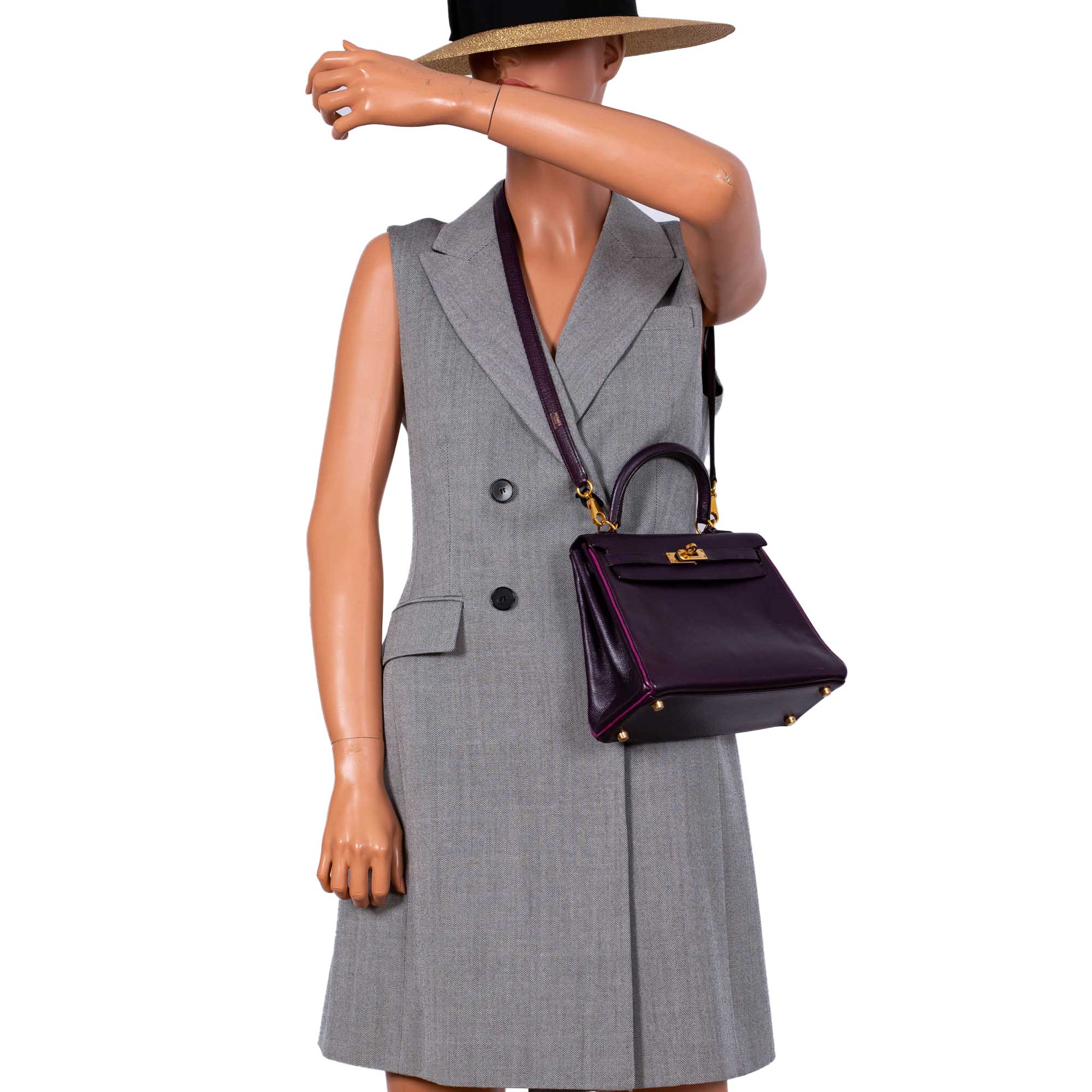 Hermès Kelly 25 Retourne Raisin & Cyclamen Epsom with Gold Hardware