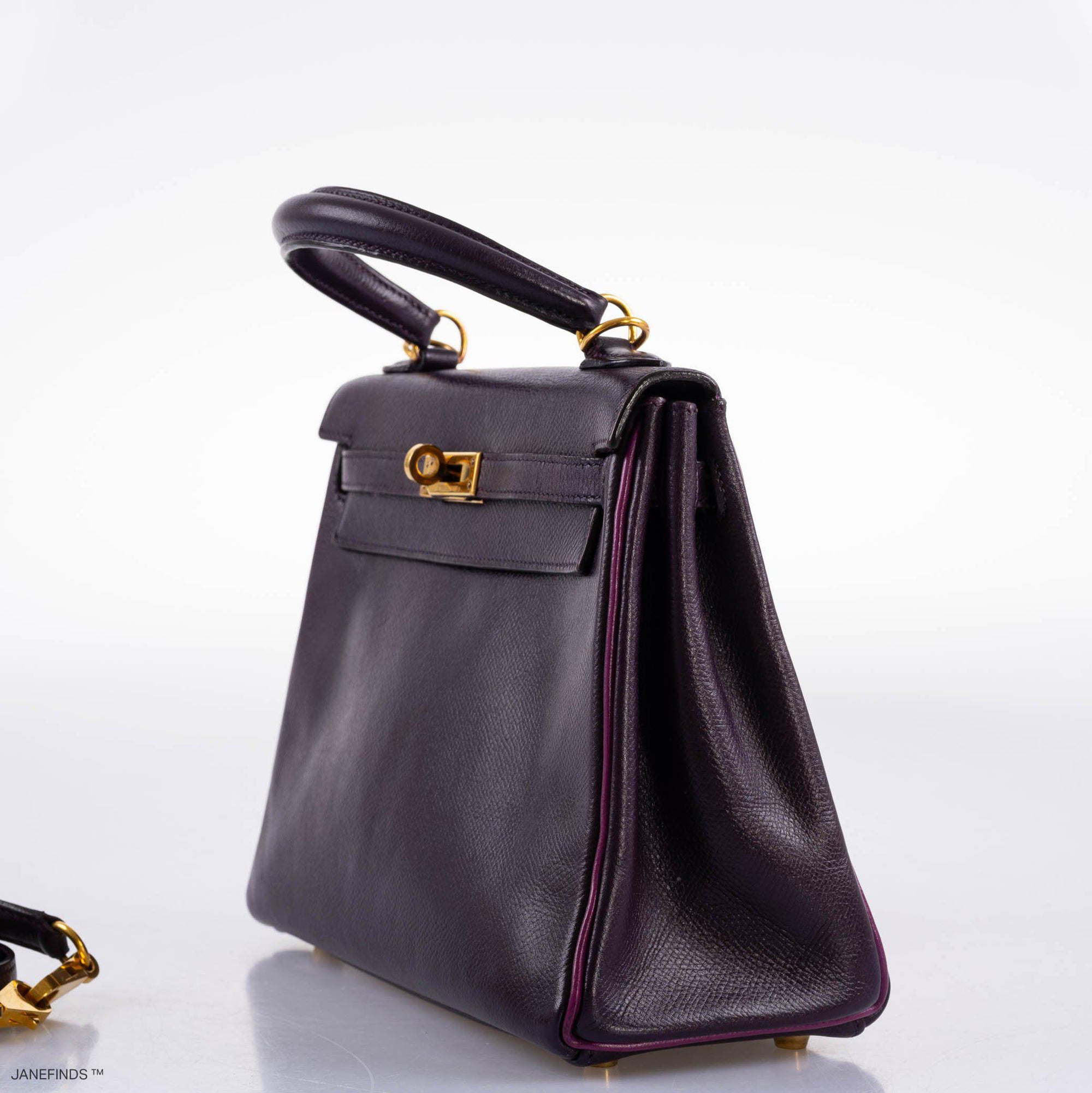 Hermès Kelly 25 Retourne Raisin & Cyclamen Epsom with Gold Hardware