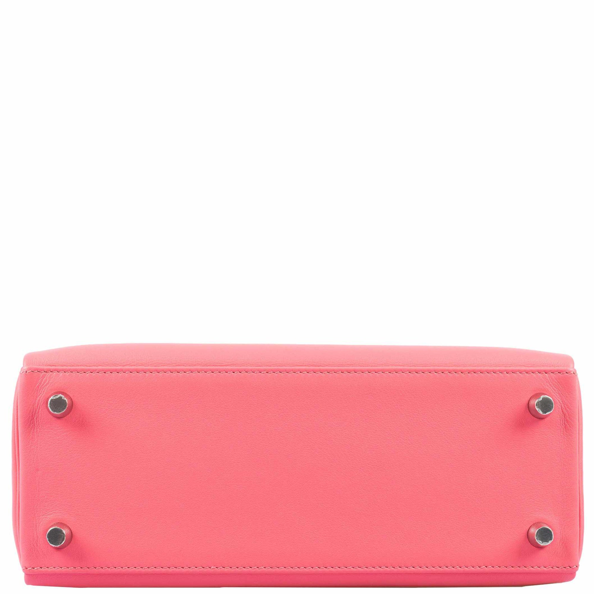 Hermès Kelly 25 Retourne Rose Azalee Swift Palladium Hardware