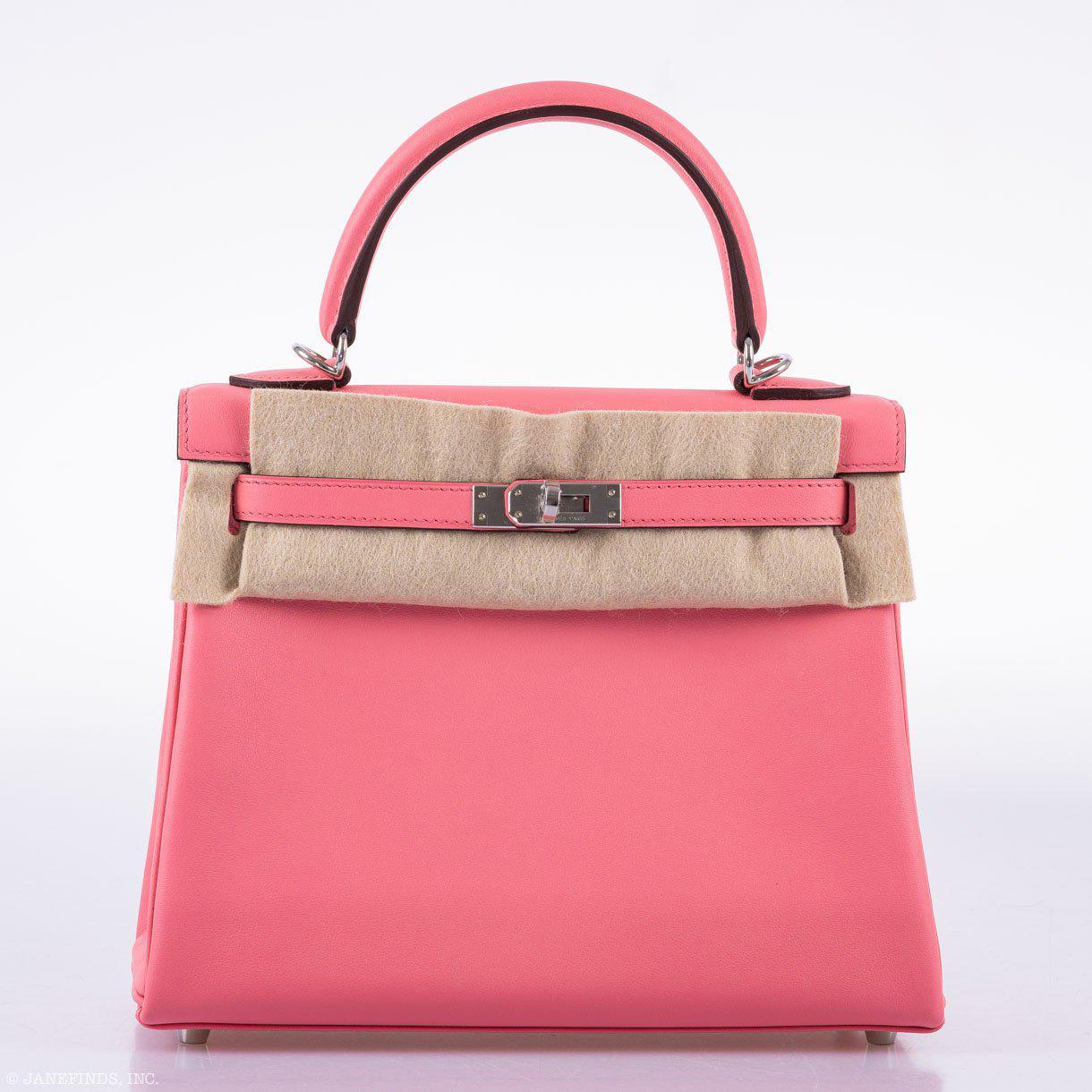 Hermès Kelly 25 Retourne Rose D'ete Swift Palladium Hardware