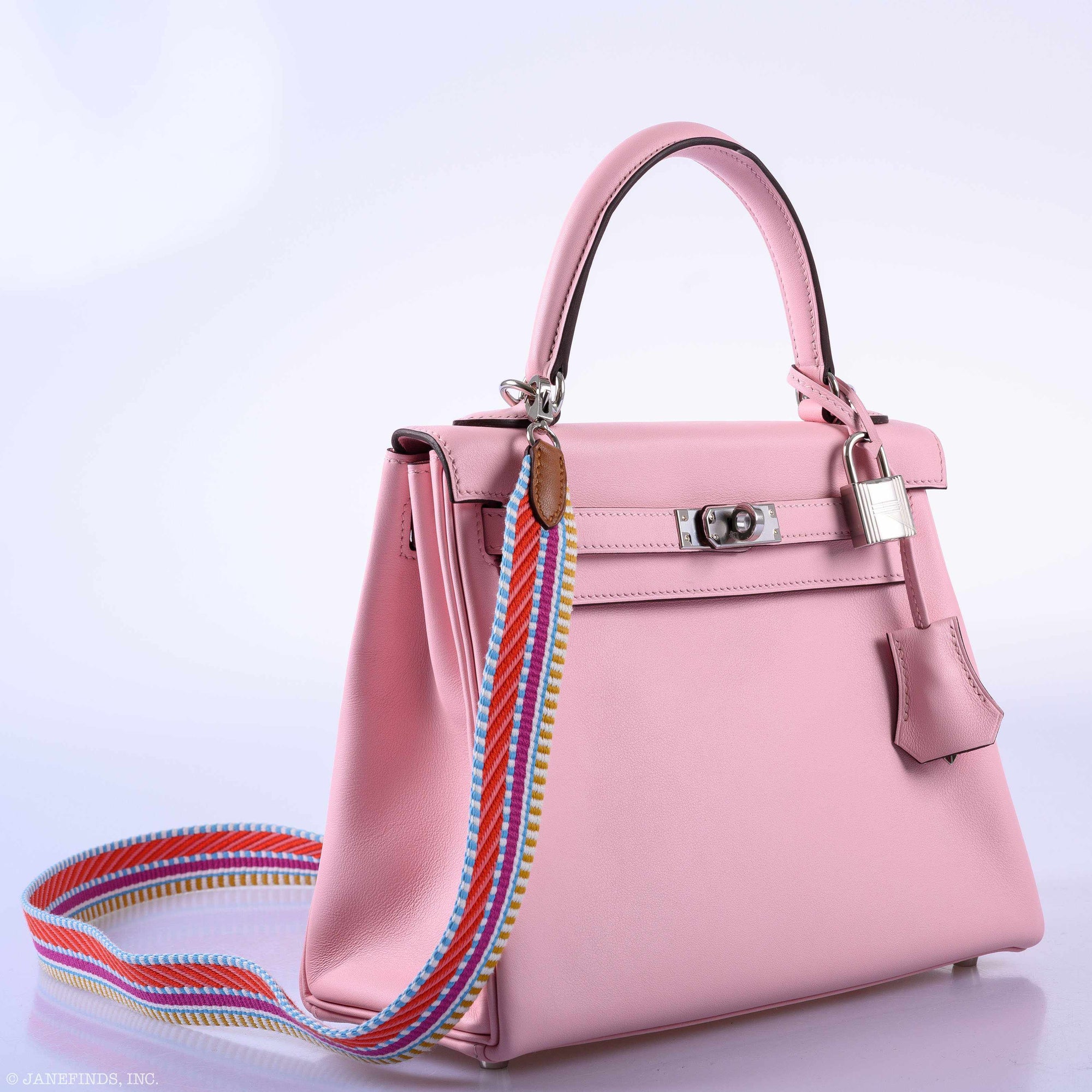 Hermès Kelly 25 Retourné Rose Sakura Swift Palladium Hardware