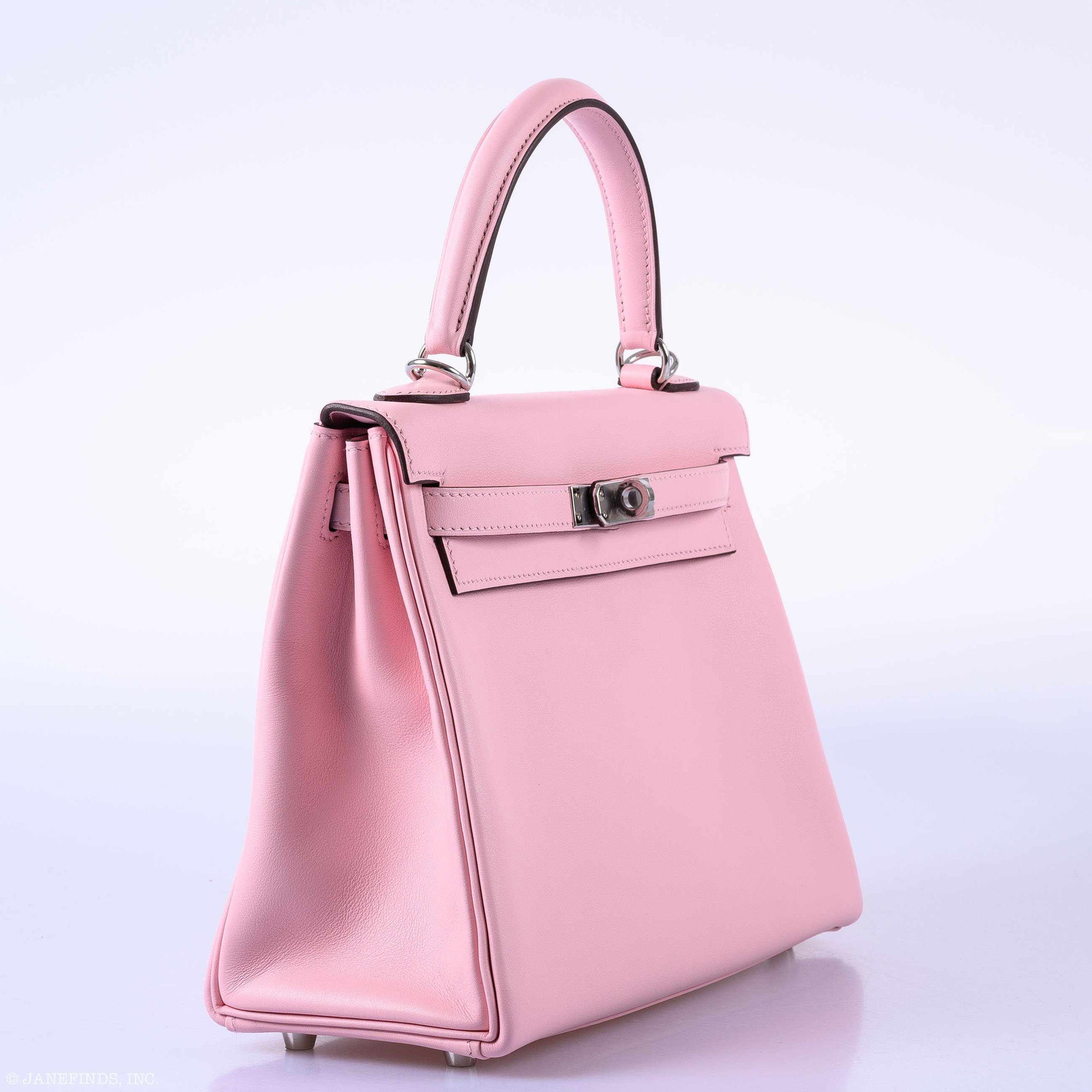 Hermès Kelly 25 Retourné Rose Sakura Swift Palladium Hardware