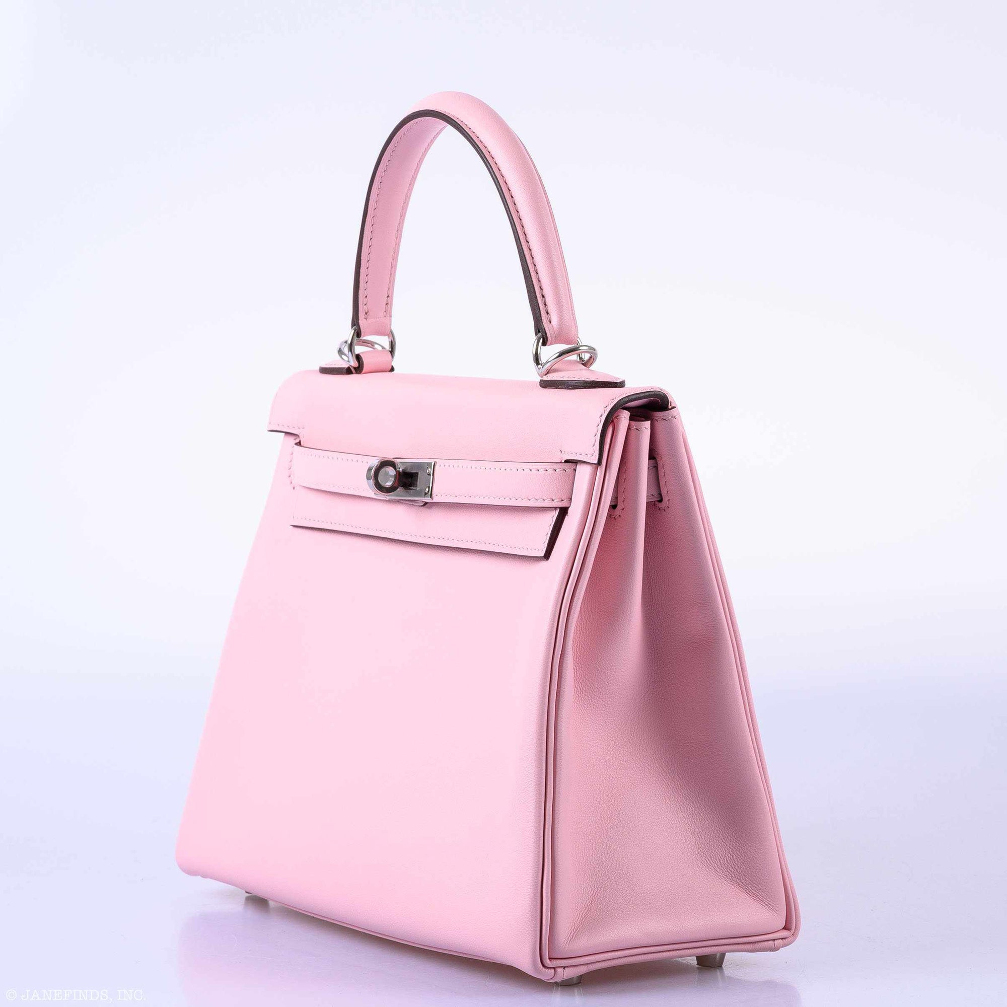 Hermès Kelly 25 Retourné Rose Sakura Swift Palladium Hardware