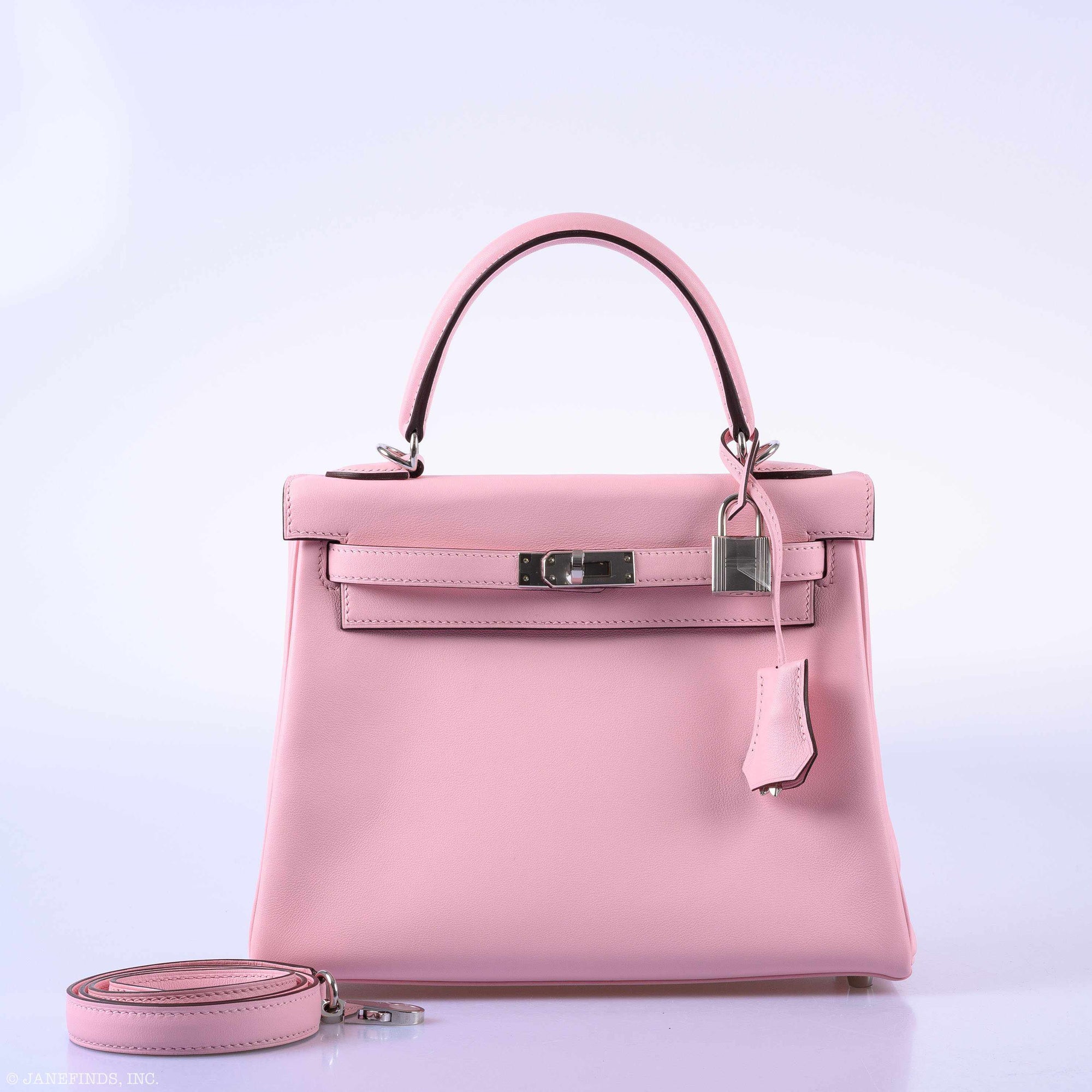 Hermès Kelly 25 Retourné Rose Sakura Swift Palladium Hardware