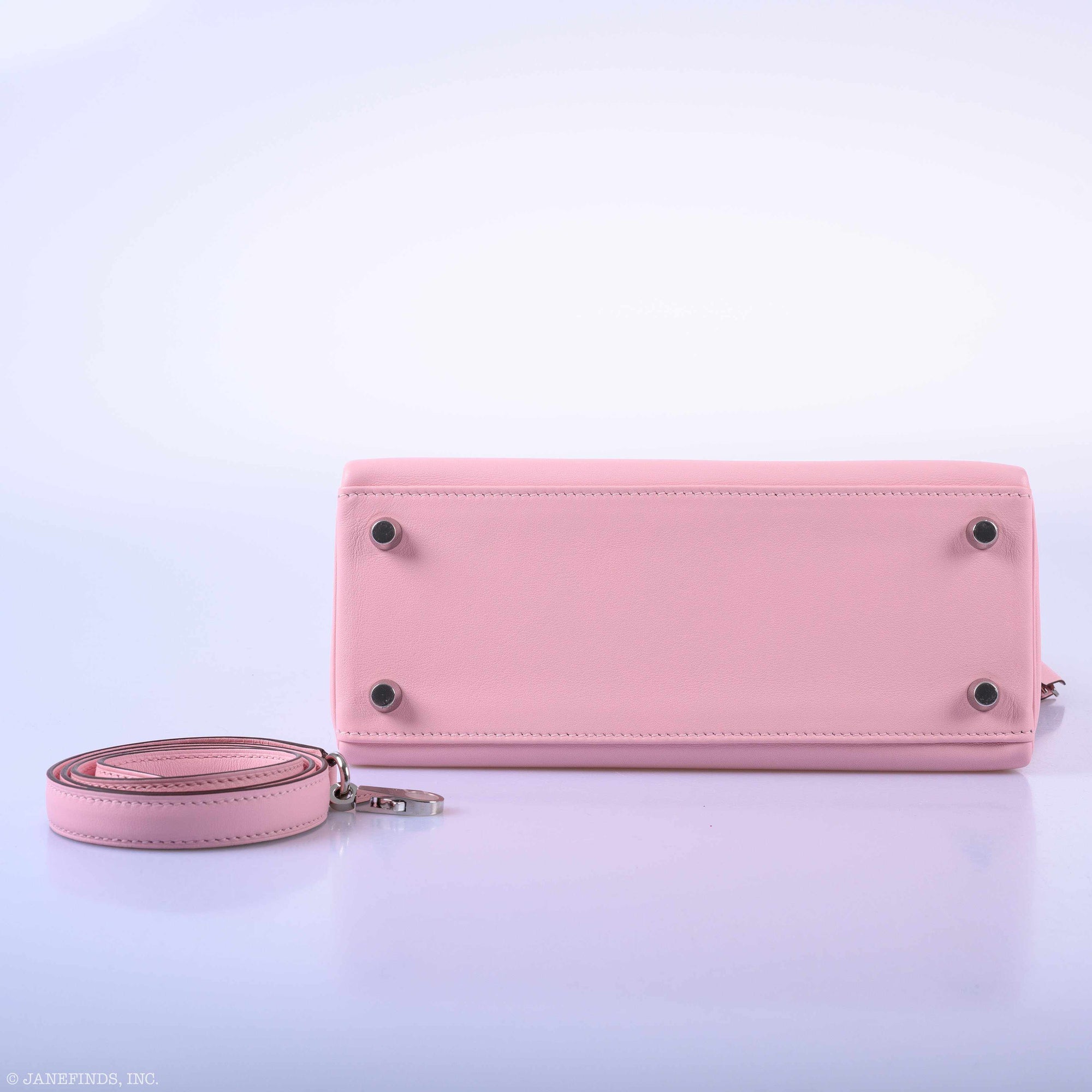 Hermès Kelly 25 Retourné Rose Sakura Swift Palladium Hardware