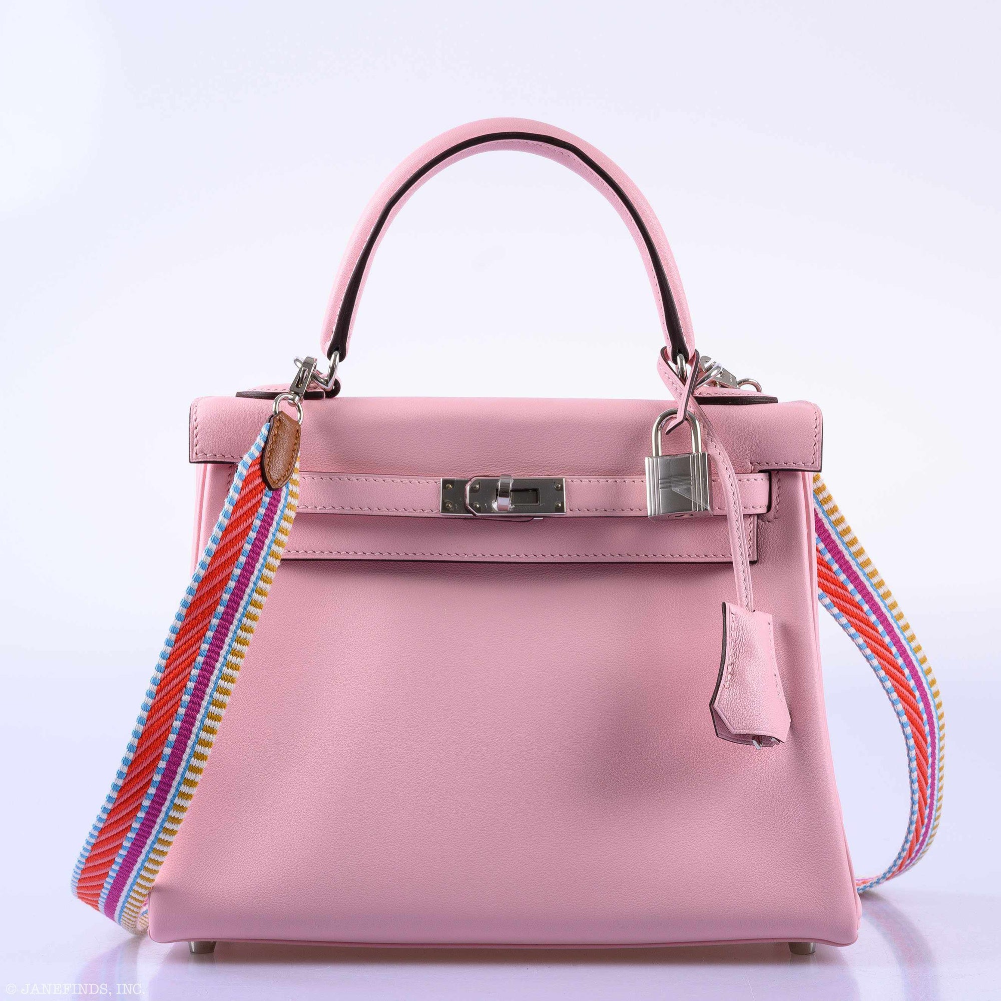 Hermès Kelly 25 Retourné Rose Sakura Swift Palladium Hardware