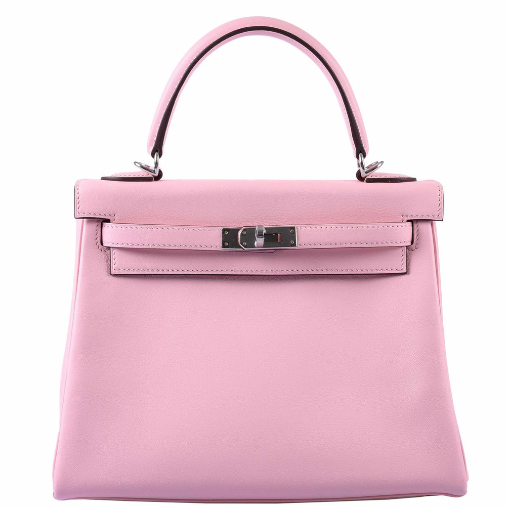 Hermès Kelly 25 Retourné Rose Sakura Swift Palladium Hardware