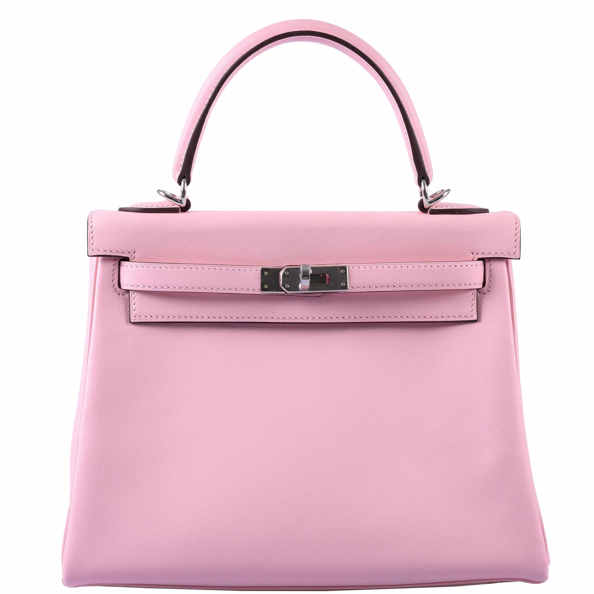 Hermès Kelly 25 Retourné Rose Sakura Swift Palladium Hardware