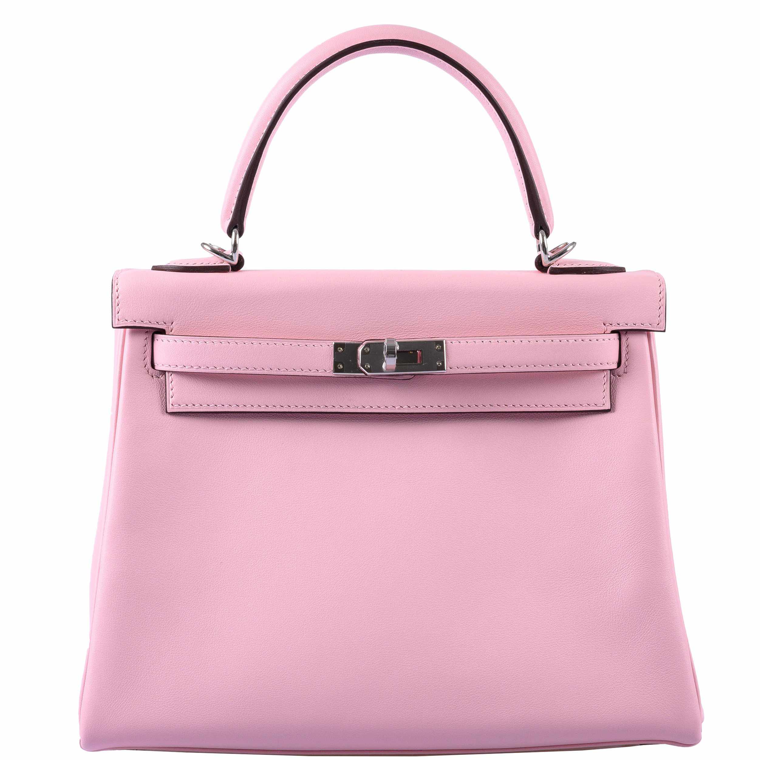 Hermès Kelly 25 Retourné Rose Sakura Swift Palladium Hardware