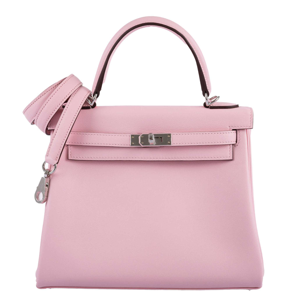 Hermès Kelly 25 Retourné Rose Sakura Swift Palladium Hardware