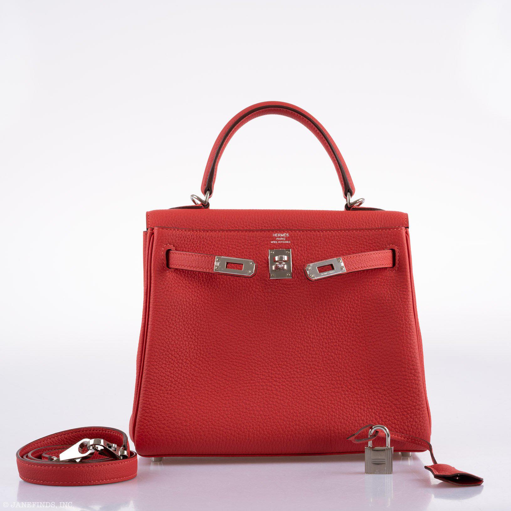 Hermès Kelly 25 Retourne Rouge Pivoine Togo Palladium Hardware
