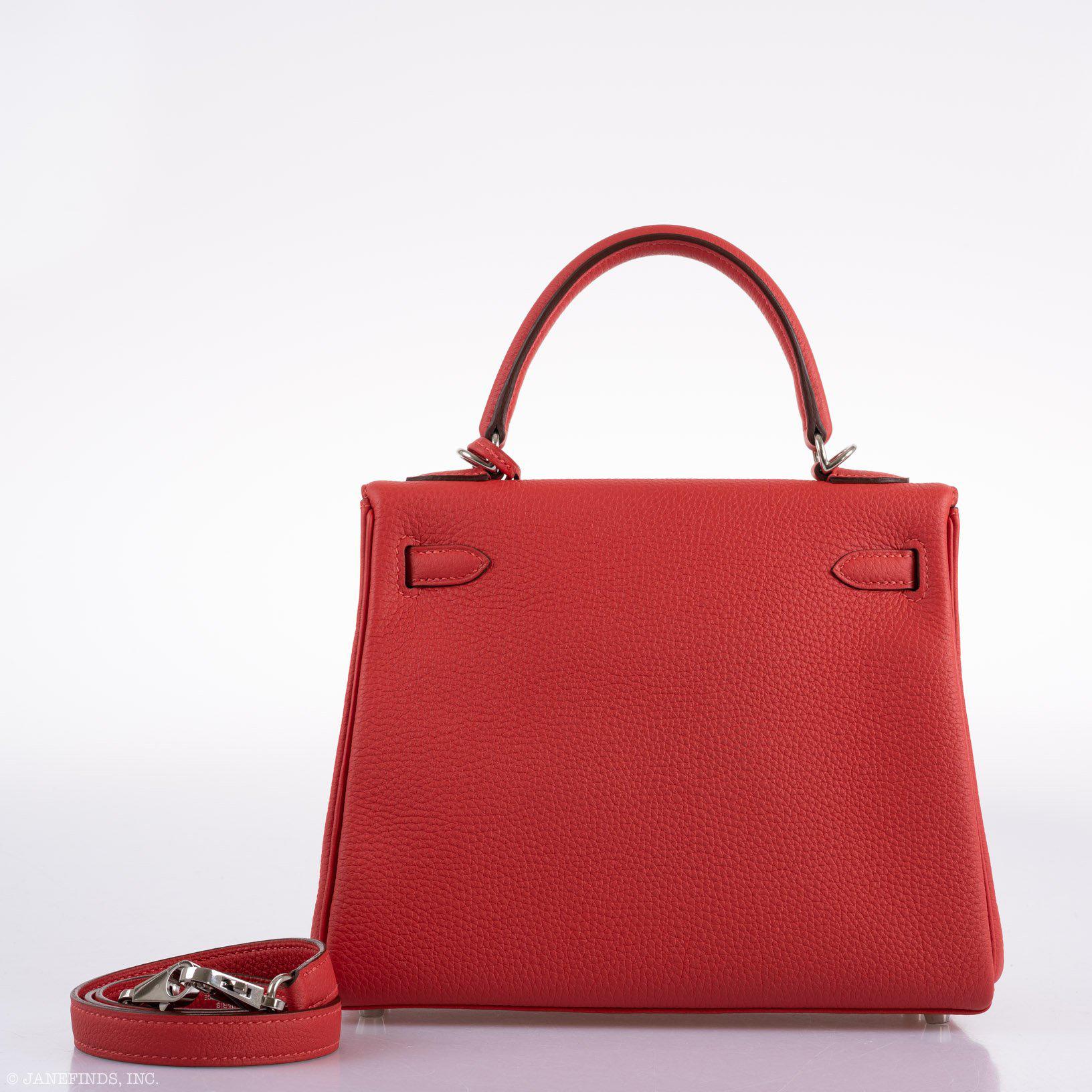 Hermès Kelly 25 Retourne Rouge Pivoine Togo Palladium Hardware